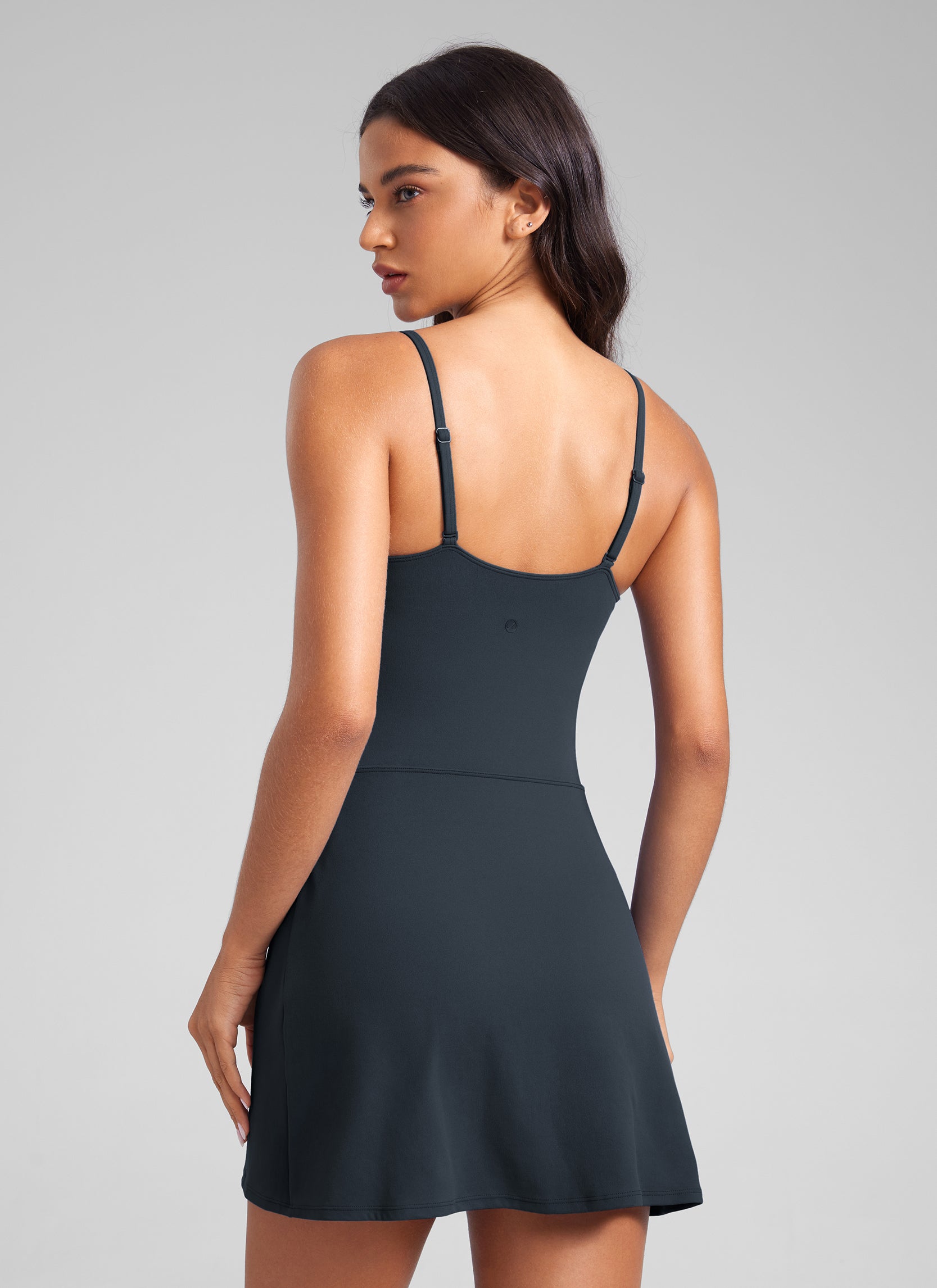 CRZ YOGA Damen Butterluxe Spaghettiträger Tenniskleid mit Shorts Echte Marine