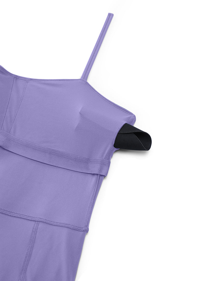CRZ YOGA Damen Butterluxe Spaghettiträger Tenniskleid mit Shorts Dunkles Lavendelviolett
