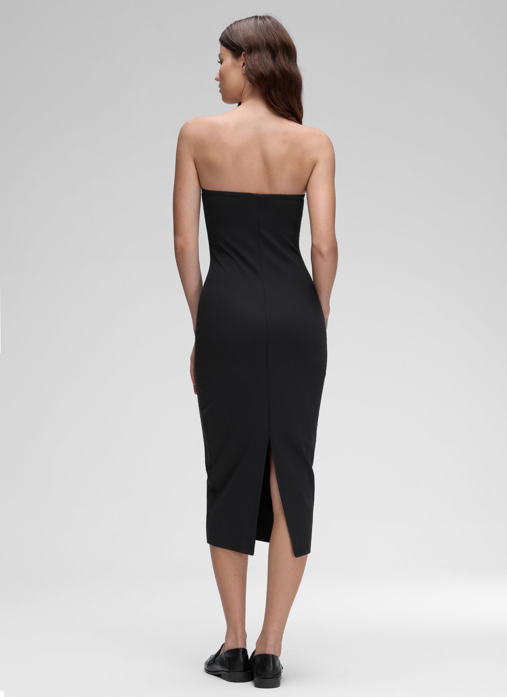 CRZ YOGA Damen Butterluxe Schlauch Oberteile Bodycon Midikleid Schwarz