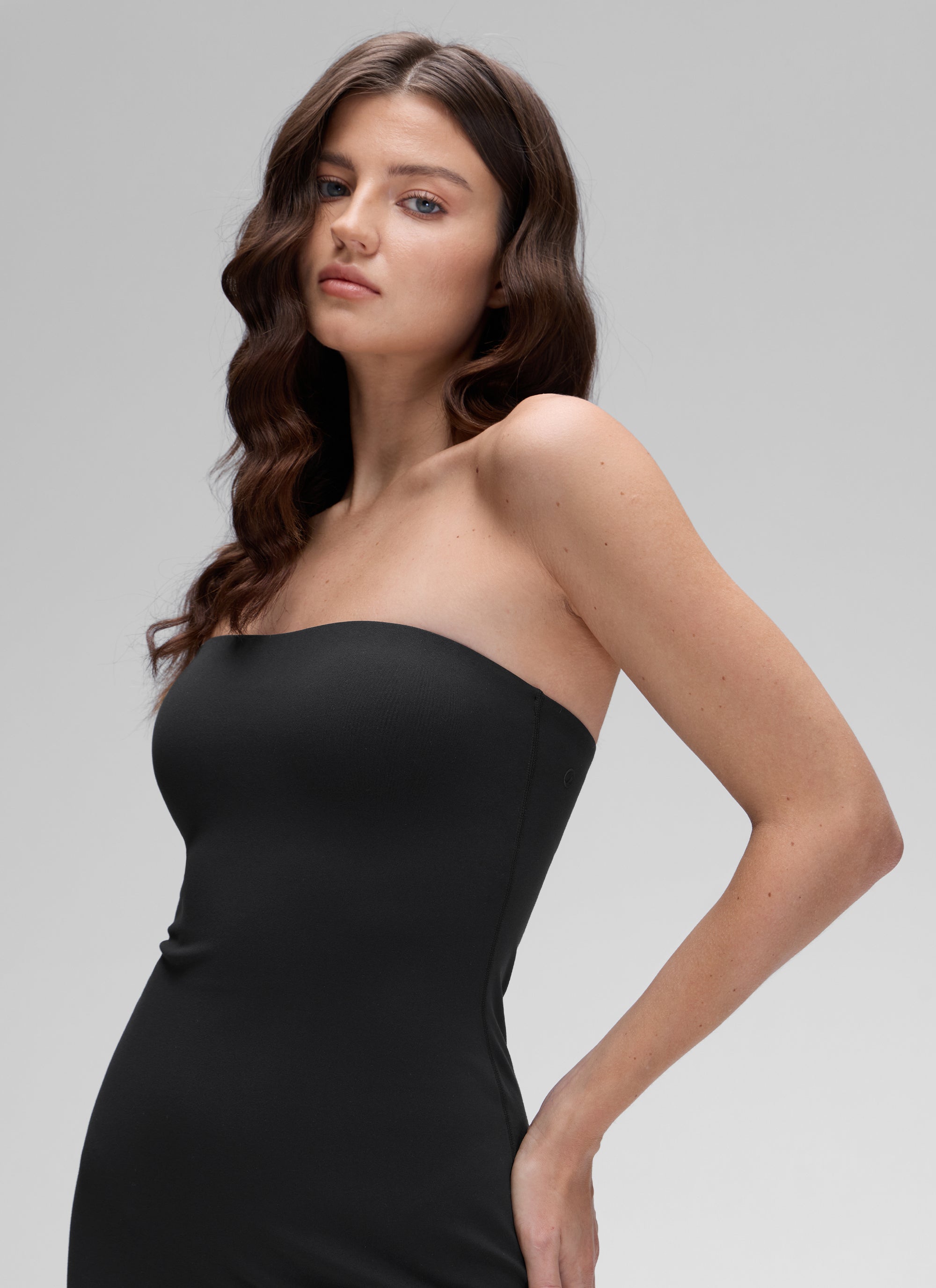 CRZ YOGA Damen Butterluxe Schlauch Oberteile Bodycon Midikleid Schwarz