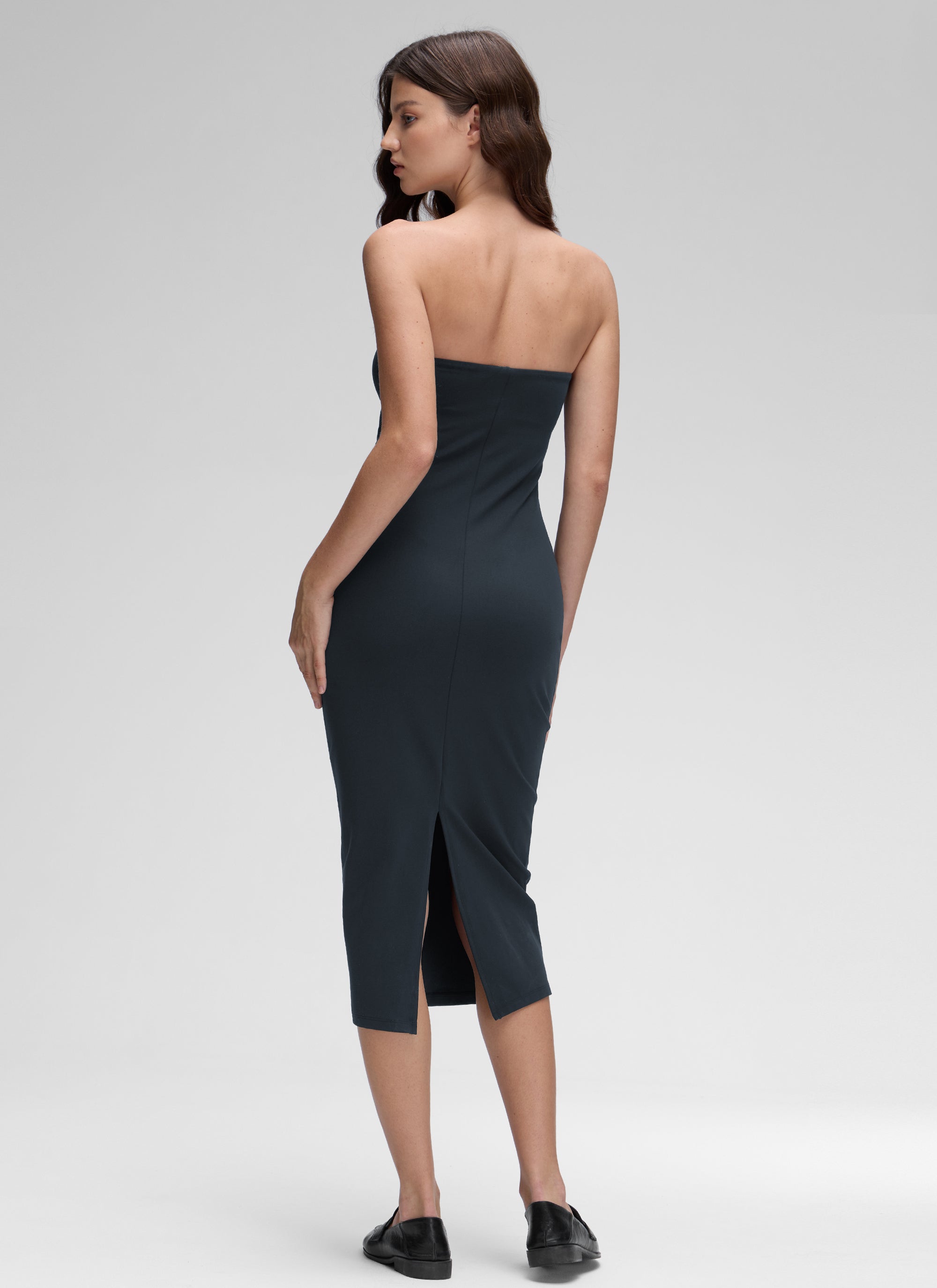 CRZ YOGA Damen Butterluxe Schlauch Oberteile Bodycon Midikleid Echte Marine