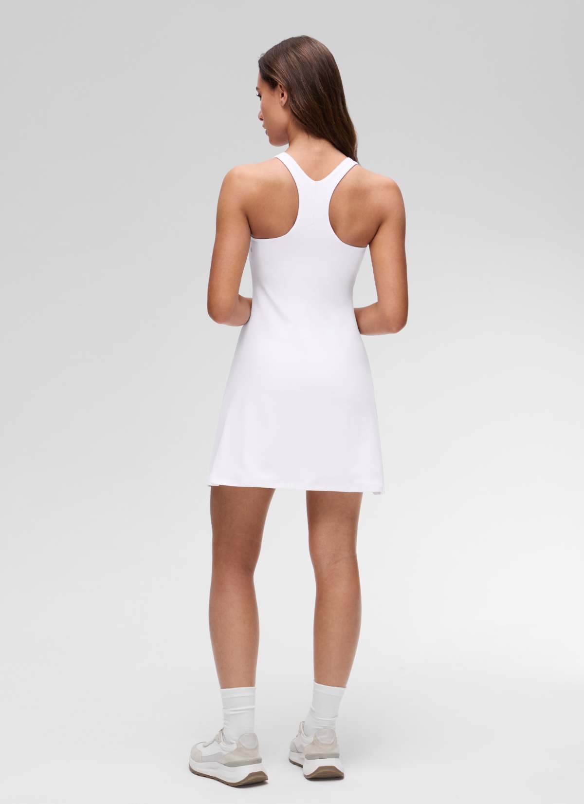 CRZ YOGA Women's Butterluxe Casual High Neck Racerback Mini Dress Weiss