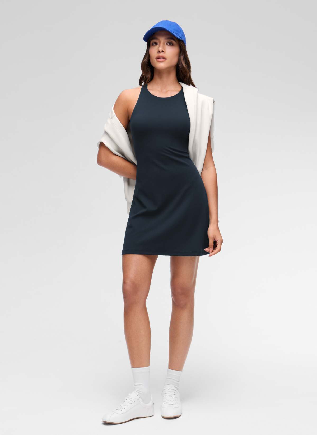 CRZ YOGA Women's Butterluxe Casual High Neck Racerback Mini Dress Echte Marine