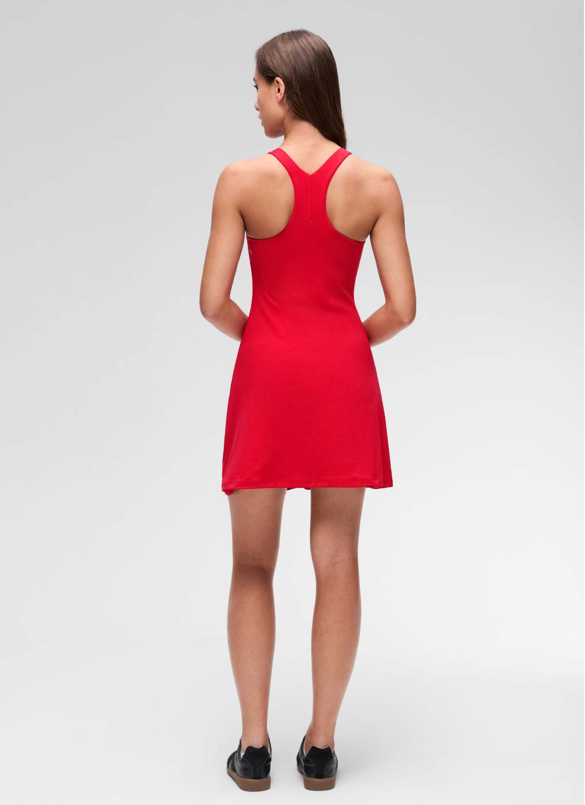 CRZ YOGA Women's Butterluxe Casual High Neck Racerback Mini Dress Aurora Rot