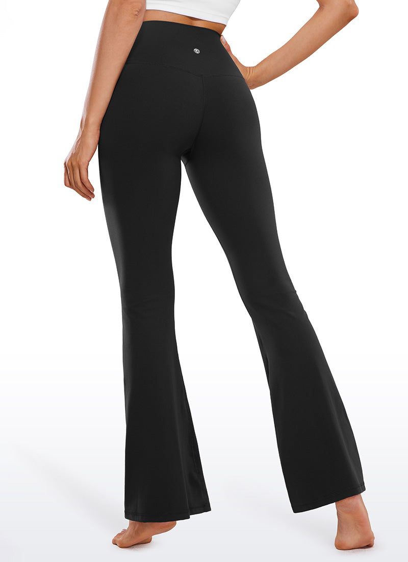 CRZ YOGA Damen Butterluxe Bootcut Yoga Leggings Crossover - 74cm Schwarz
