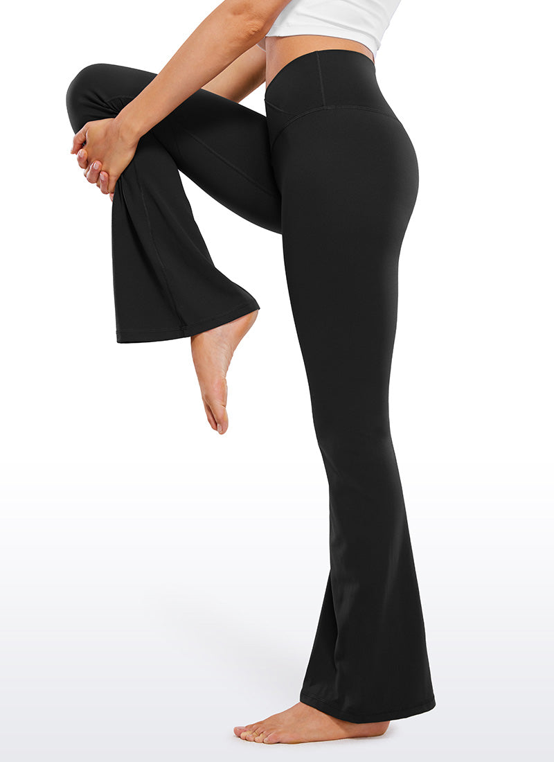 CRZ YOGA Damen Butterluxe Bootcut Yoga Leggings Crossover - 74cm Schwarz
