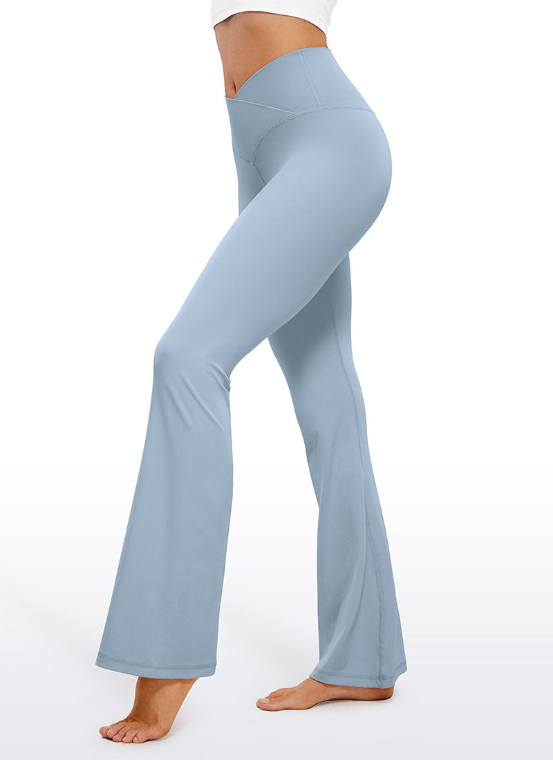 CRZ YOGA Damen Butterluxe Bootcut Yoga Leggings Crossover - 79cm Cambric-Blau