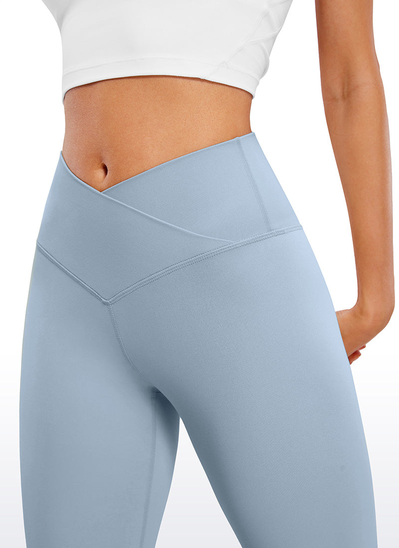 CRZ YOGA Damen Butterluxe Bootcut Yoga Leggings Crossover - 79cm Cambric-Blau