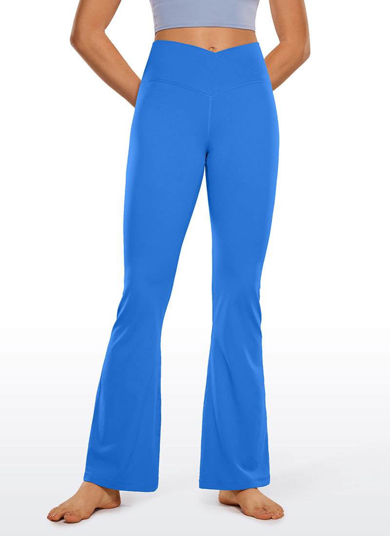 CRZ YOGA Damen Butterluxe Bootcut Yoga Leggings Crossover - 79cm Funkelndes Blau