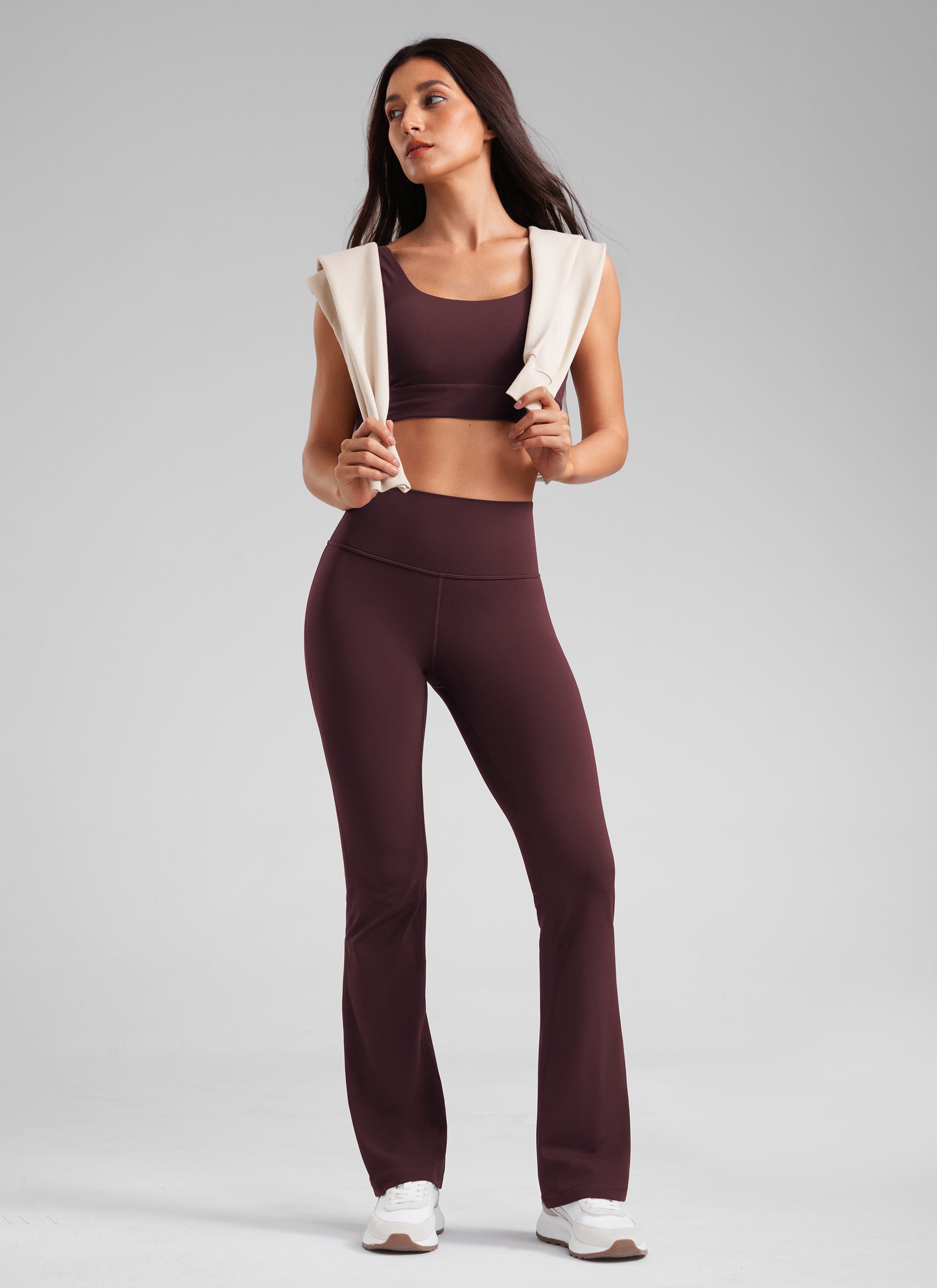 CRZ YOGA Damen Butterluxe Flared Sporthose Leggings - 81cm Reife Pflaume