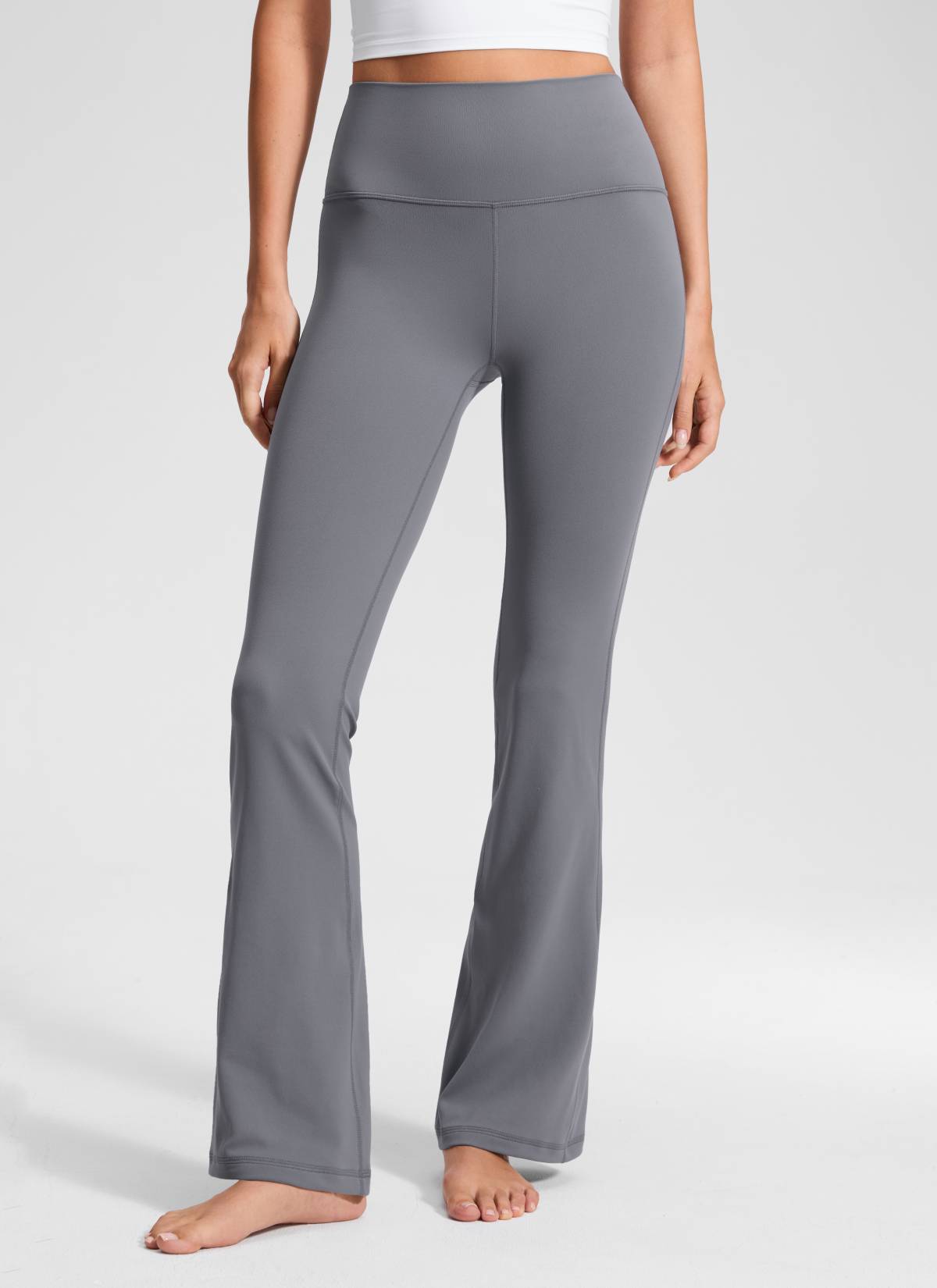 CRZ YOGA Damen Butterluxe Flared Sporthose Leggings - 81cm Solar Grau