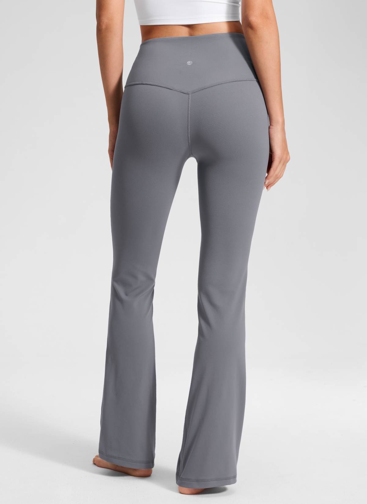 CRZ YOGA Damen Butterluxe Flared Schlaghose Yogahose Leggings - 77.5cm Solar Grau