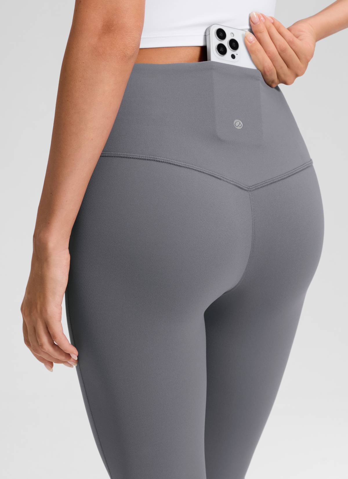 CRZ YOGA Damen Butterluxe Flared Schlaghose Yogahose Leggings - 74cm Solar Grau