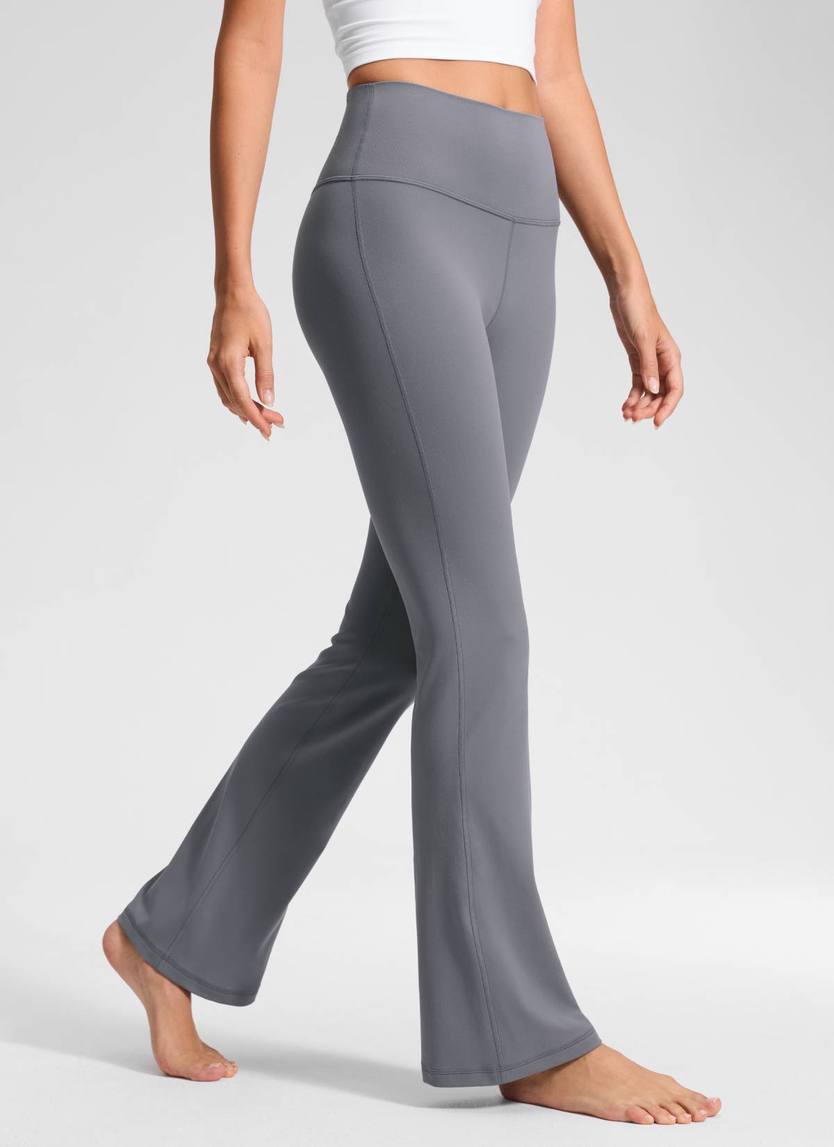 CRZ YOGA Damen Butterluxe Flared Sporthose Leggings - 81cm Solar Grau