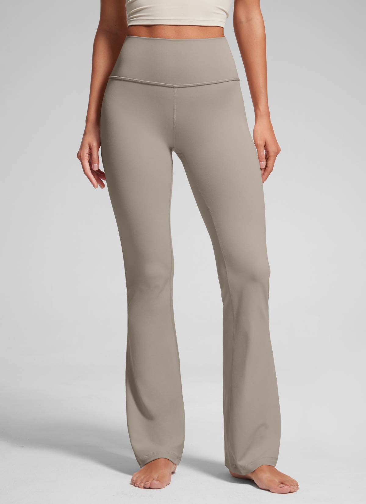 CRZ YOGA Damen Butterluxe Flared Schlaghose Yogahose Leggings - 77.5cm Warmes Aschgrau