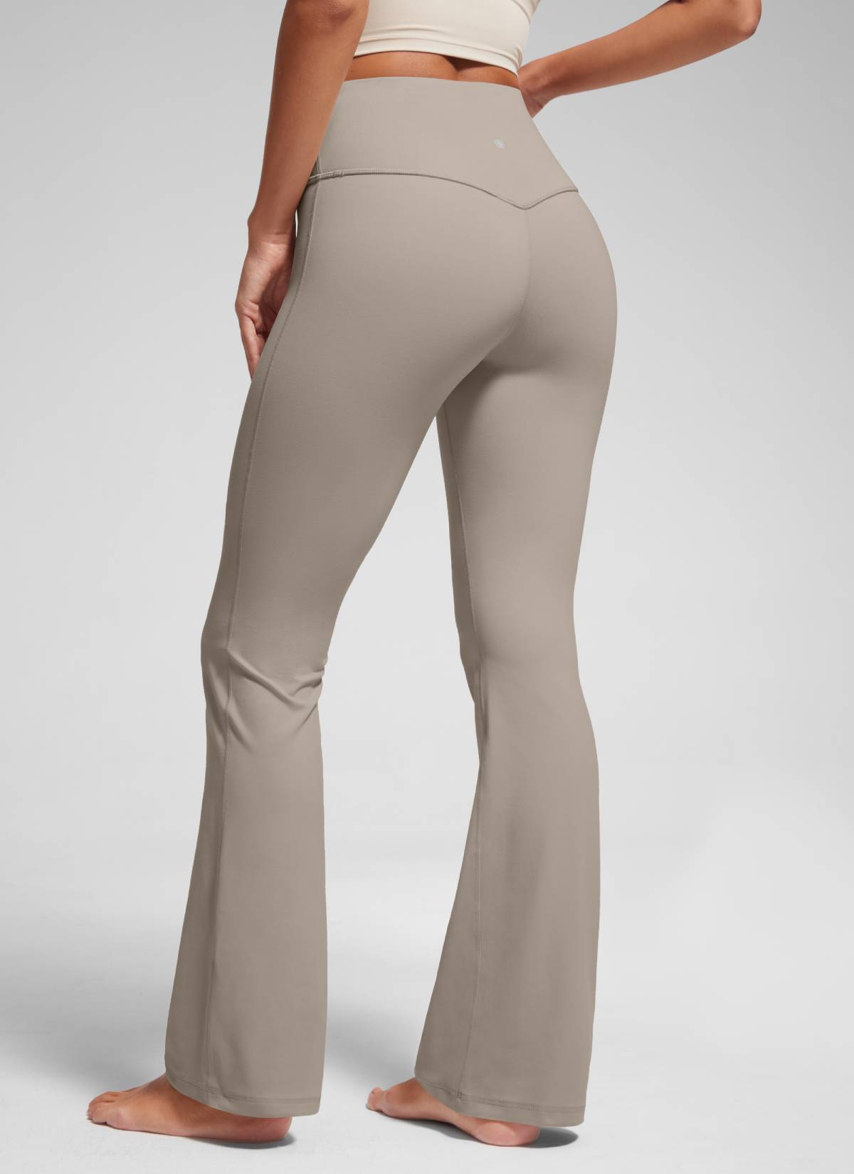 CRZ YOGA Damen Butterluxe Flared Schlaghose Yogahose Leggings - 77.5cm Warmes Aschgrau