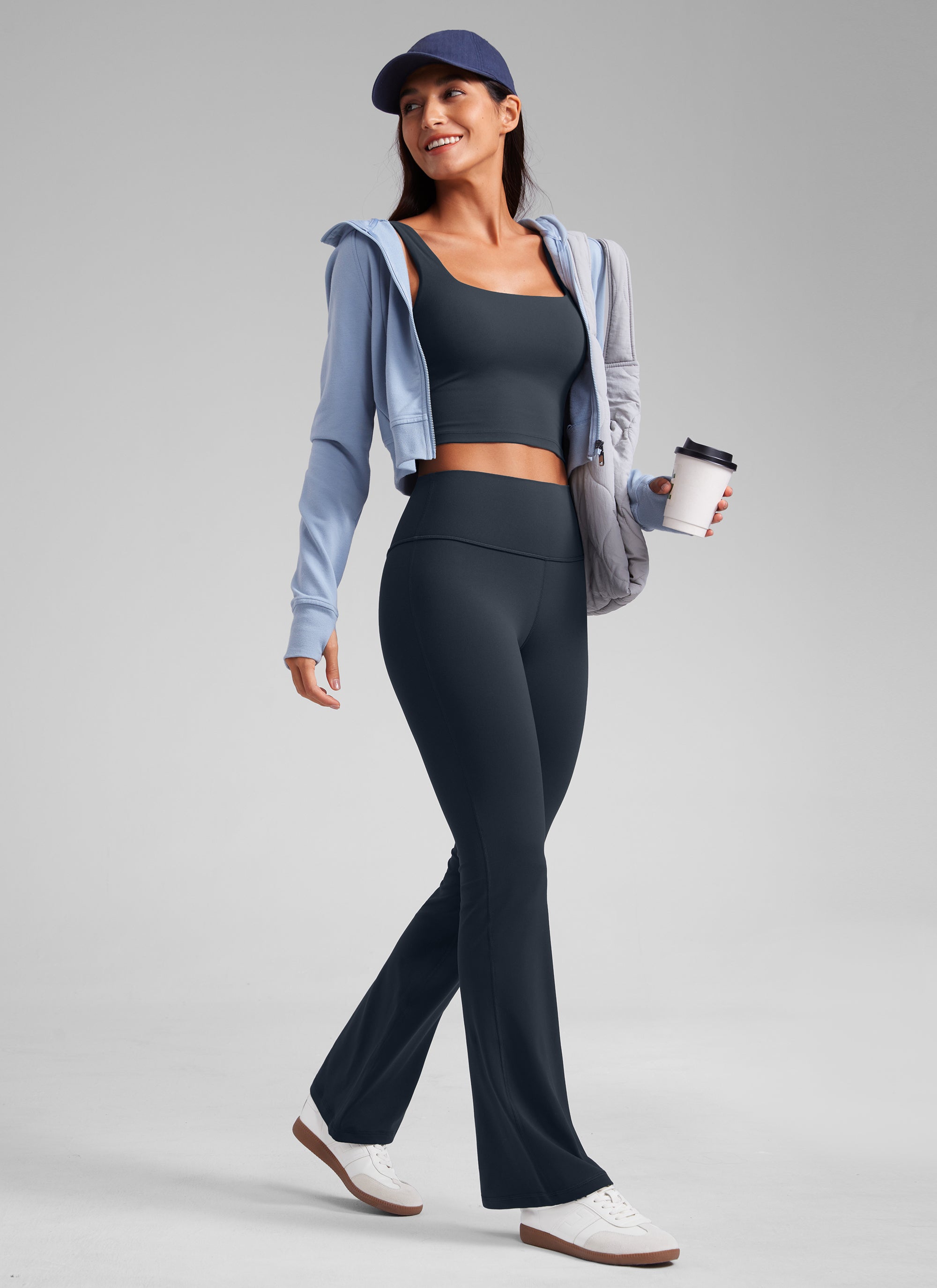 CRZ YOGA Damen Butterluxe Flared Schlaghose Yogahose Leggings - 77.5cm Echte Marine