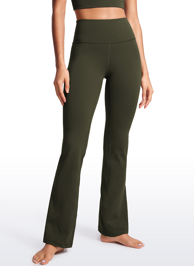 CRZ YOGA Damen Butterluxe Flared Schlaghose Yogahose Leggings - 77.5cm Olivgrün
