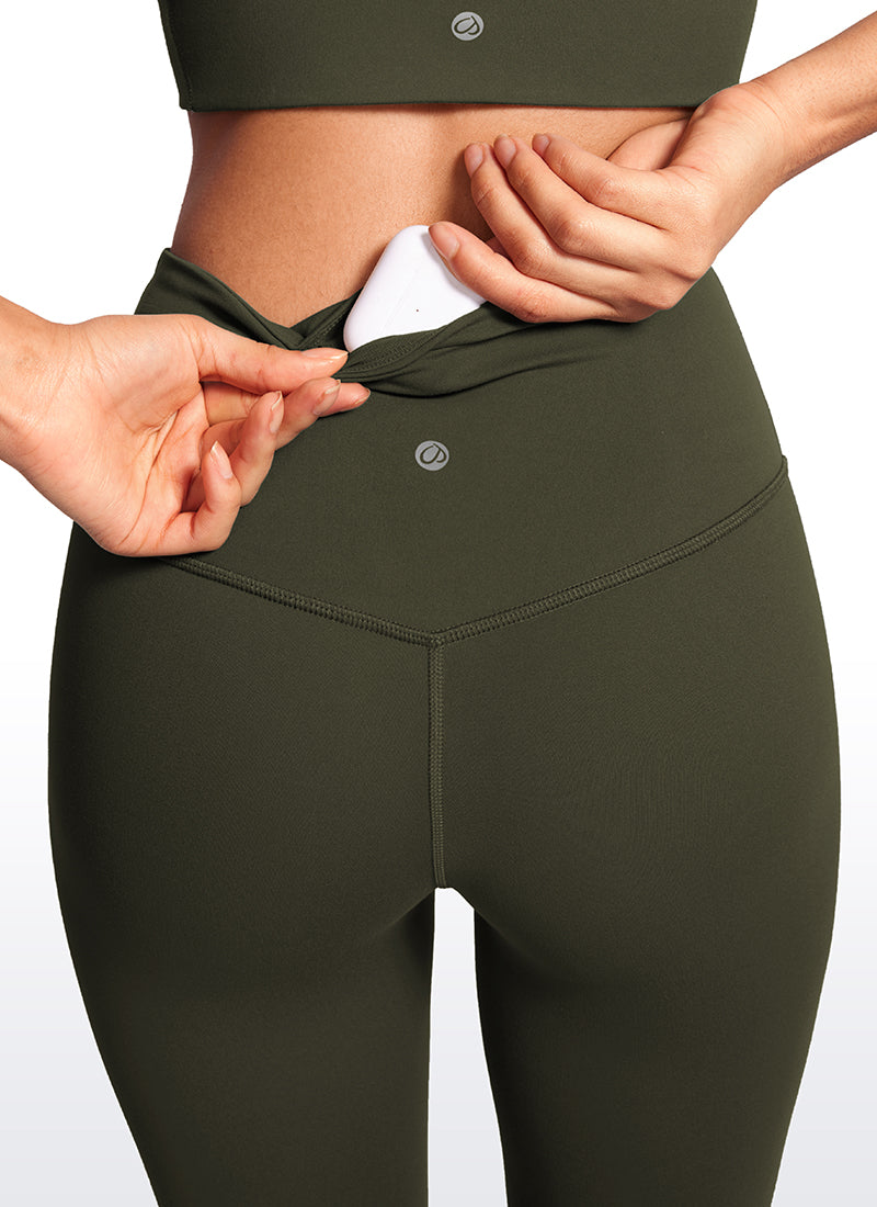 CRZ YOGA Damen Butterluxe Flared Schlaghose Yogahose Leggings - 77.5cm Olivgrün