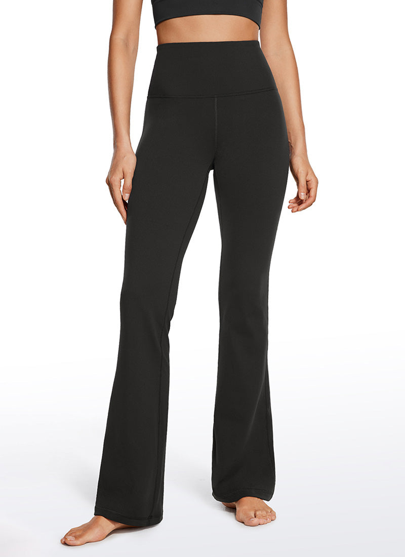 CRZ YOGA Damen Butterluxe Flared Schlaghose Yogahose Leggings - 85cm Schwarz