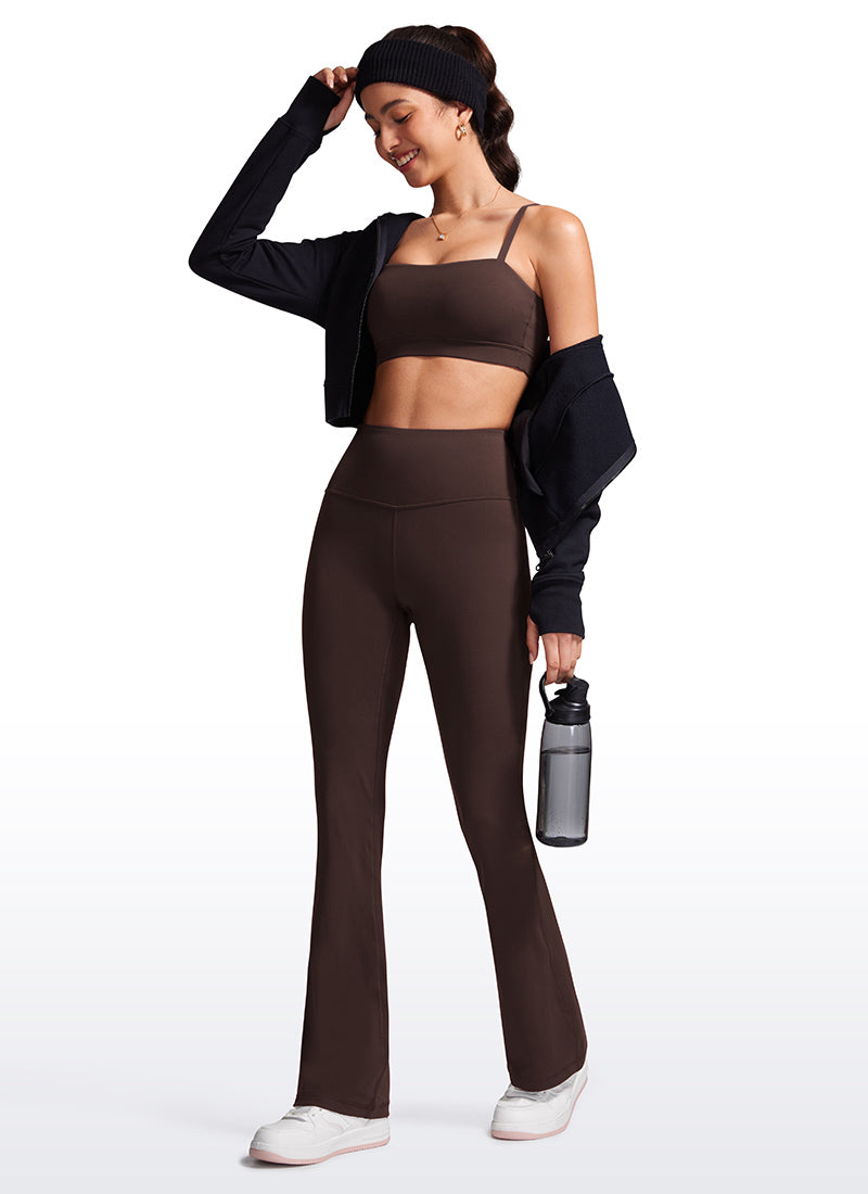 CRZ YOGA Damen Butterluxe Flared Sporthose Leggings - 81cm Heißes Fudge-Brown