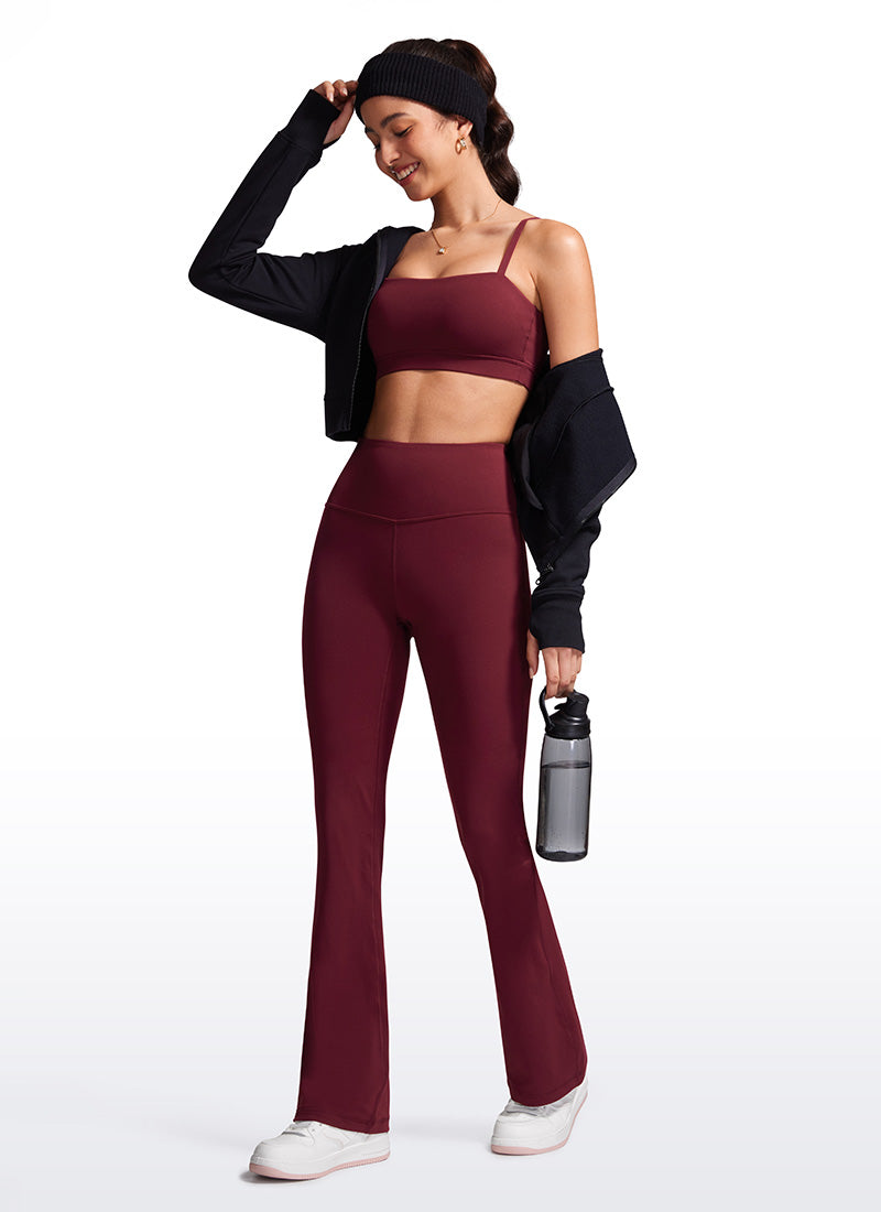 CRZ YOGA Damen Butterluxe Flared Sporthose Leggings - 81cm Roter Merlot
