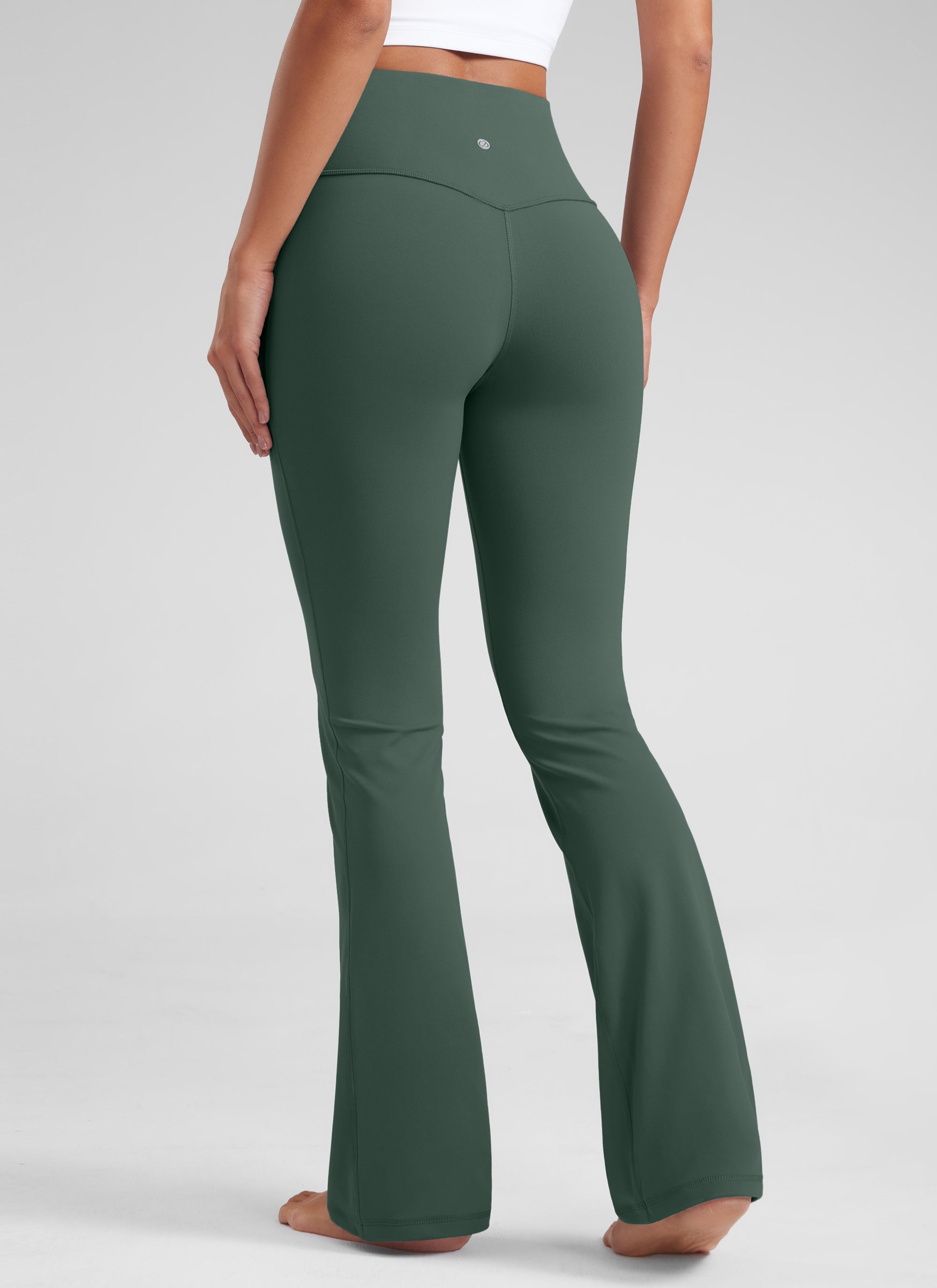 CRZ YOGA Damen Butterluxe Flared Sporthose Leggings - 81cm Dunkles Waldgrün
