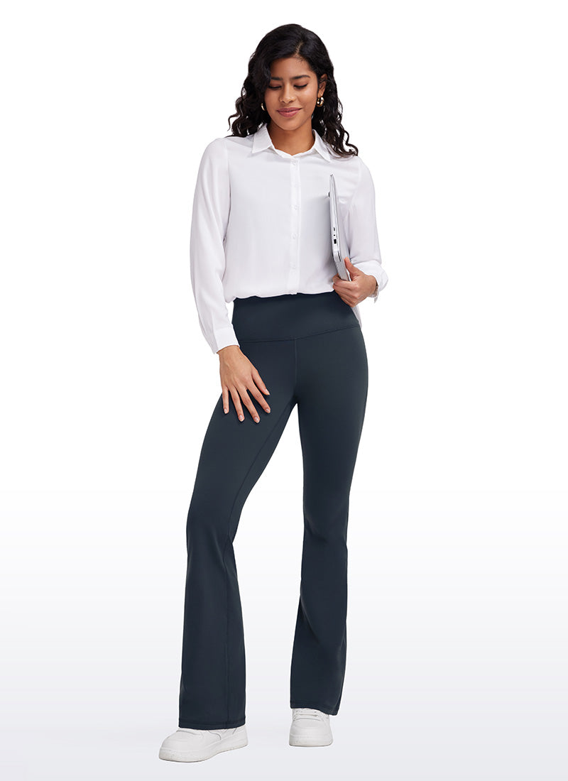 CRZ YOGA Damen Butterluxe Flared Schlaghose Yogahose Leggings - 85cm Echte Marine