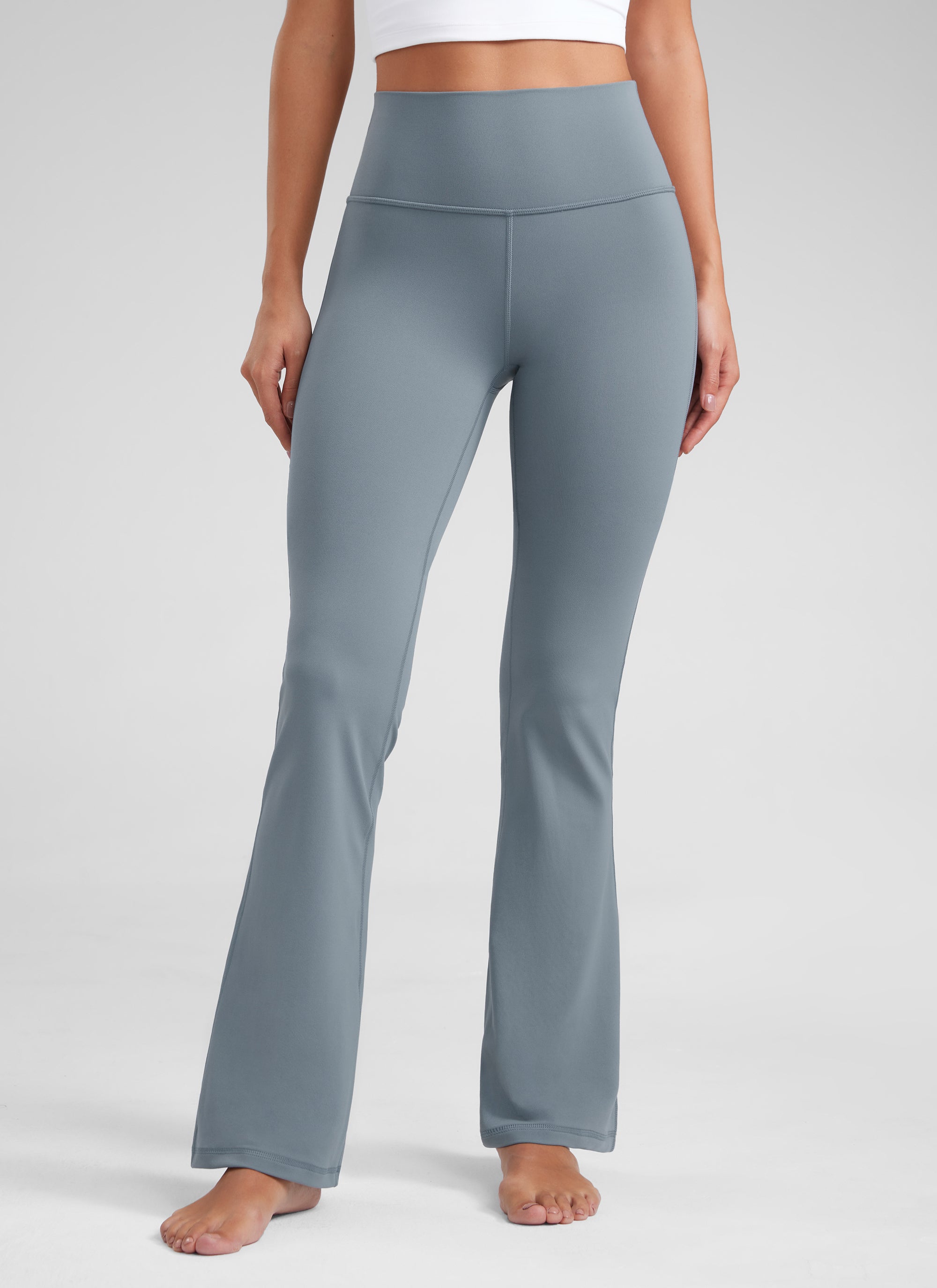CRZ YOGA Damen Butterluxe Flared Schlaghose Yogahose Leggings - 74cm Belgisches Blau