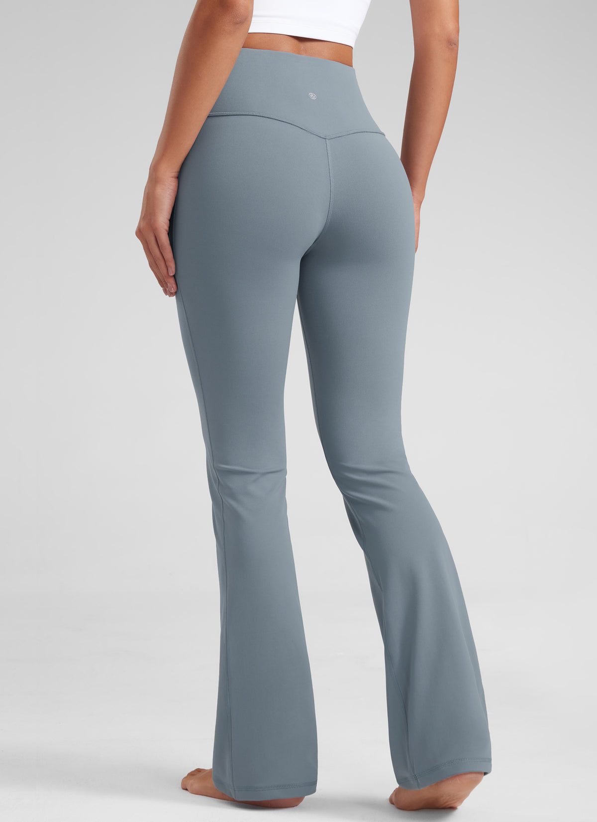 CRZ YOGA Damen Butterluxe Flared Schlaghose Yogahose Leggings - 74cm Belgisches Blau