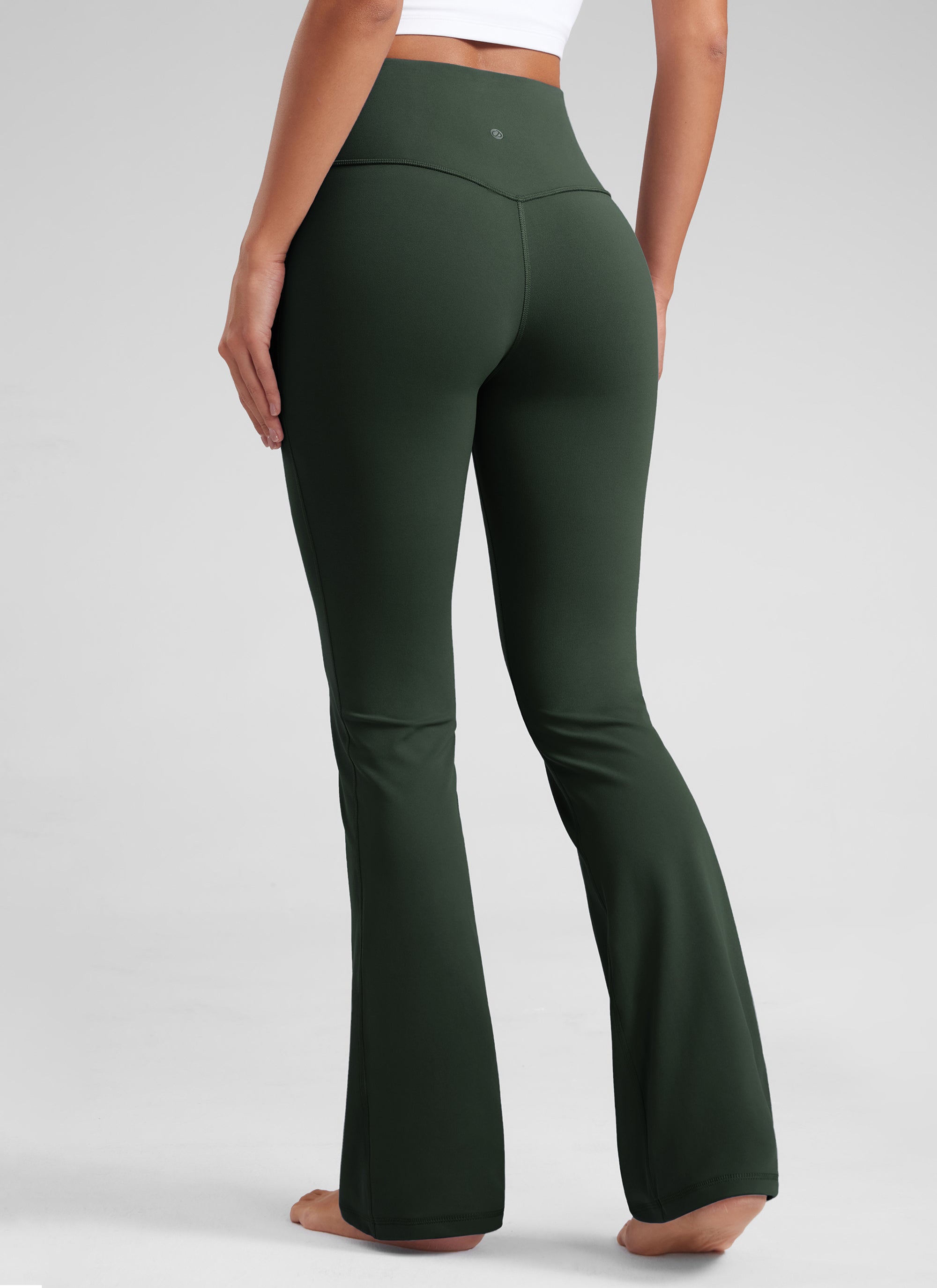 CRZ YOGA Damen Butterluxe Flared Schlaghose Yogahose Leggings - 77.5cm Legende Grün
