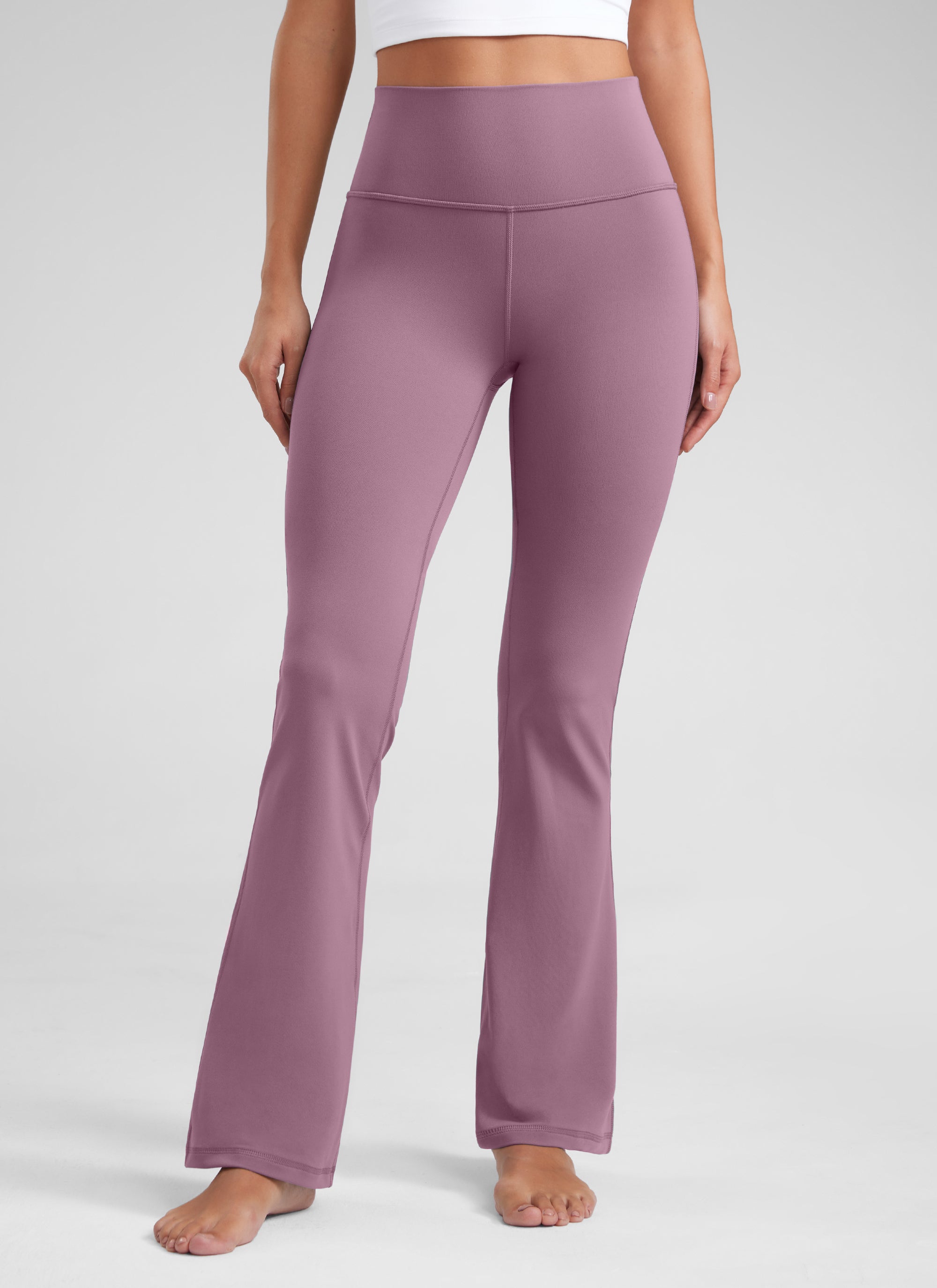 CRZ YOGA Damen Butterluxe Flared Schlaghose Yogahose Leggings - 77.5cm Lavendel Hell