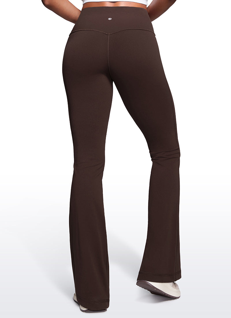 CRZ YOGA Damen Butterluxe Flared Schlaghose Yogahose Leggings - 85cm Heißes Fudge-Brown