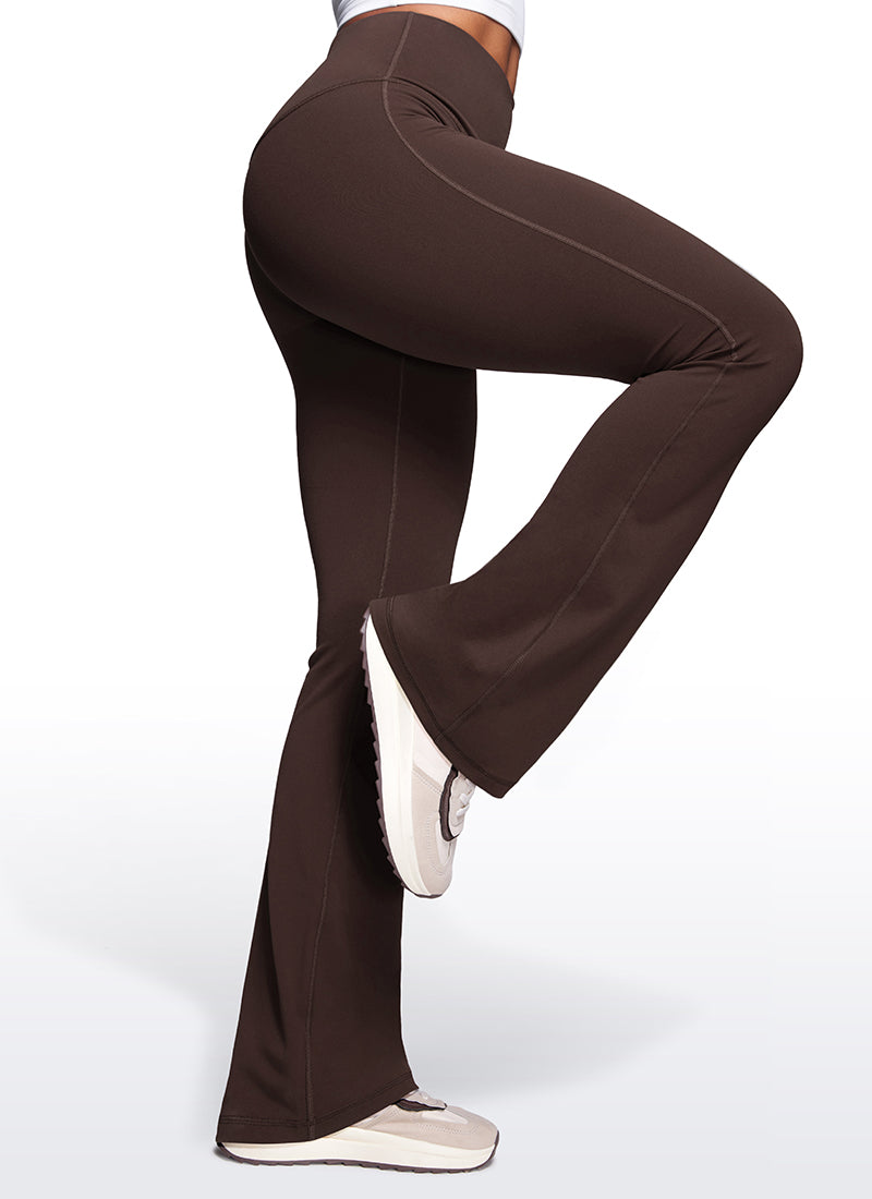 CRZ YOGA Damen Butterluxe Flared Schlaghose Yogahose Leggings - 85cm Heißes Fudge-Brown