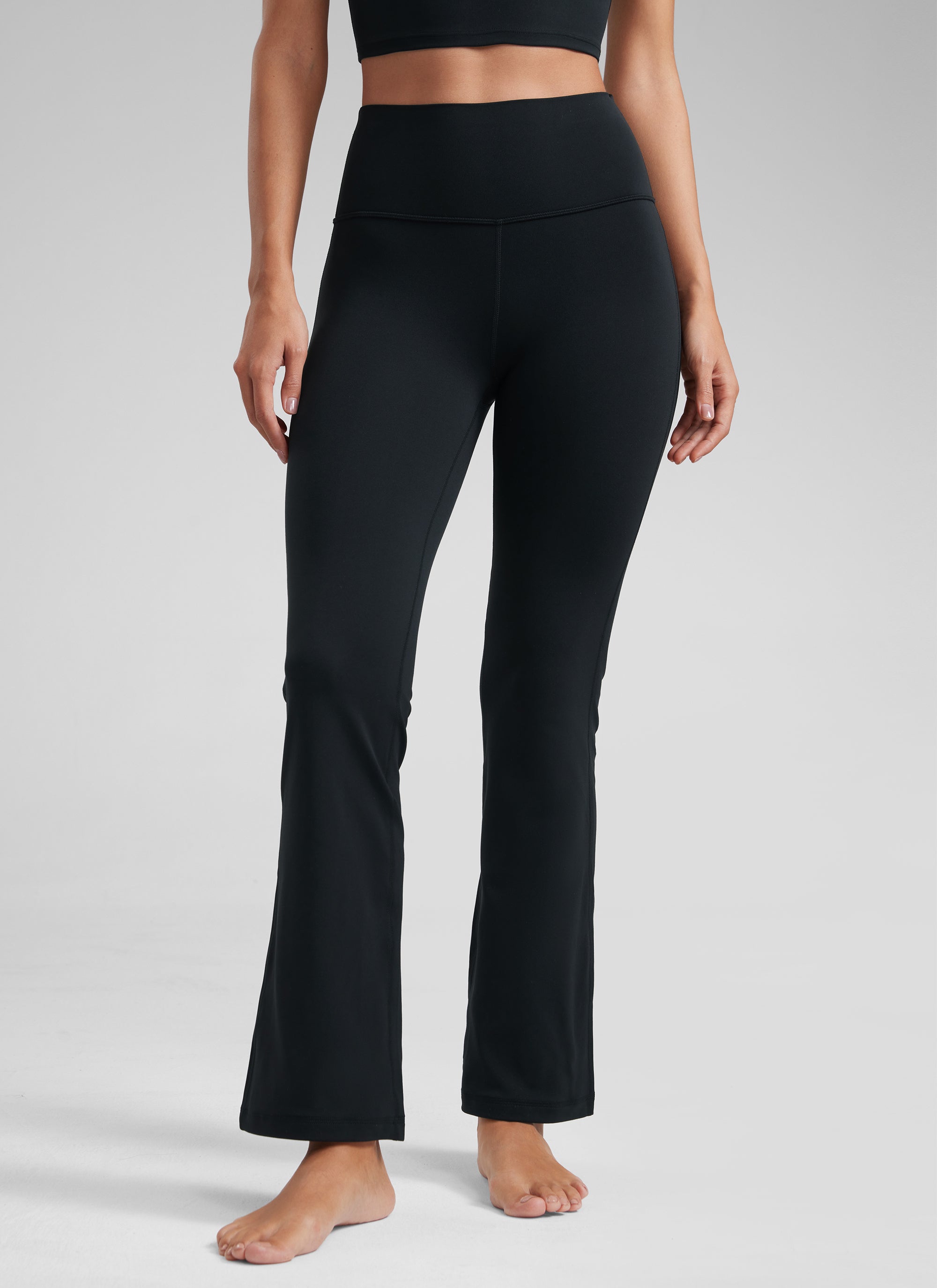 CRZ YOGA Damen Butterluxe Flared Schlaghose Yogahose Leggings - 74cm Schwarz