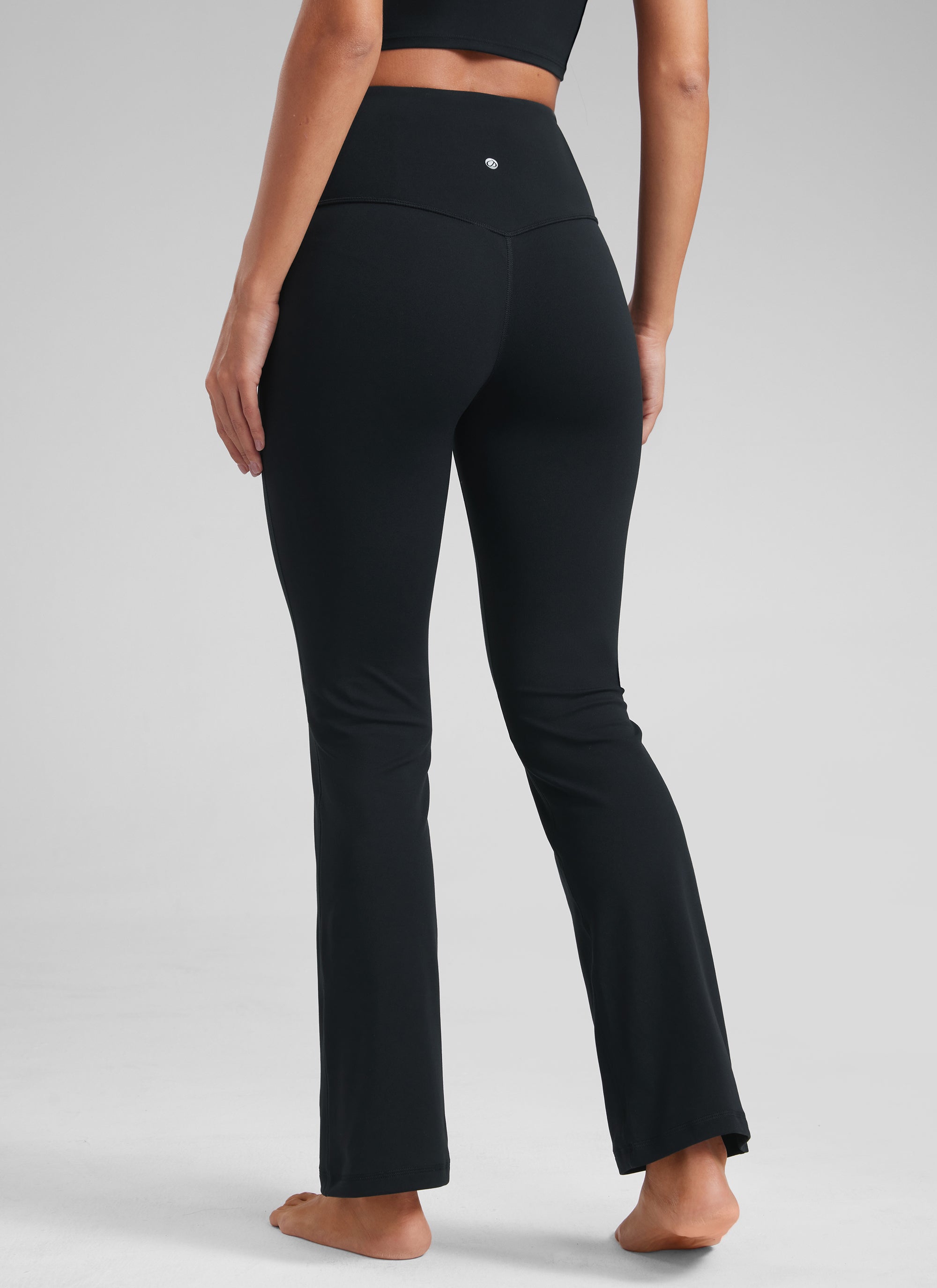 CRZ YOGA Damen Butterluxe Flared Schlaghose Yogahose Leggings - 74cm Schwarz