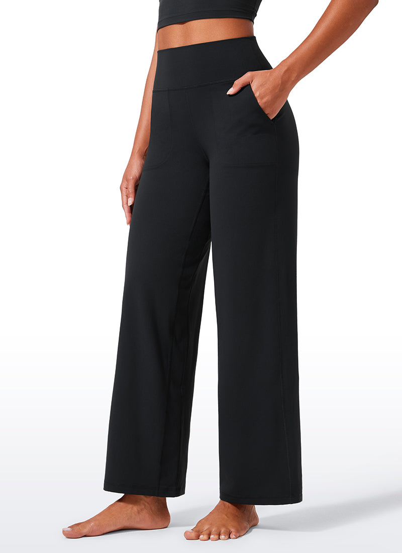 CRZ YOGA Damen Butterlift Weites Bein Hose mit Taschen - 74cm Schwarz