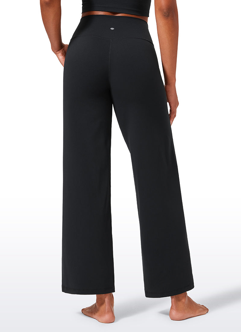CRZ YOGA Damen Butterlift Weites Bein Hose mit Taschen - 74cm Schwarz