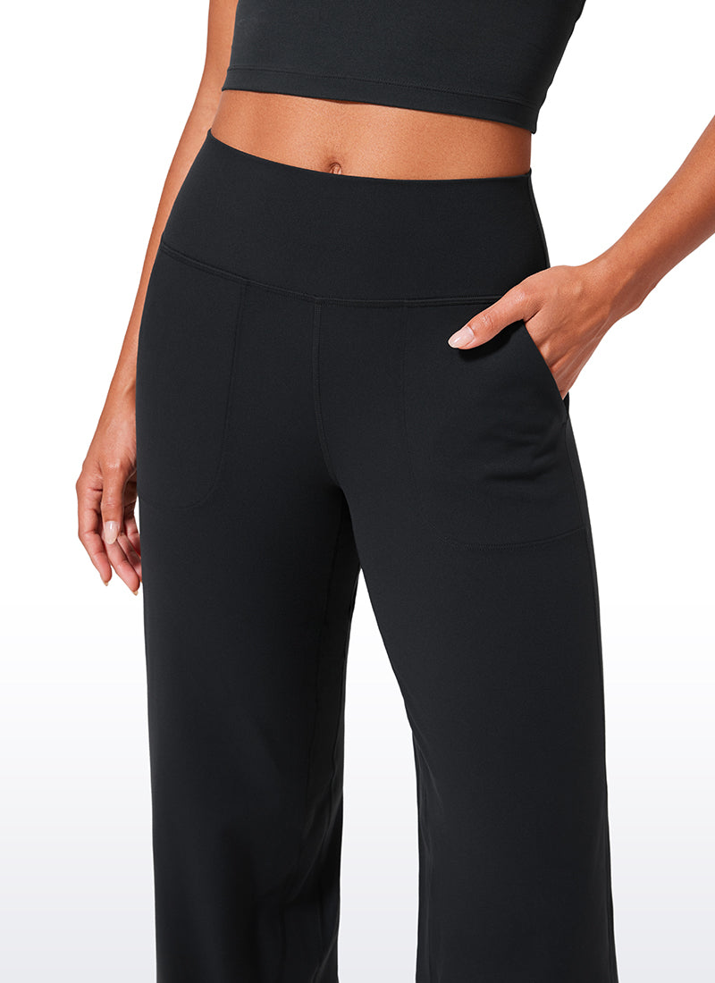CRZ YOGA Damen Butterlift Weites Bein Hose mit Taschen - 74cm Schwarz