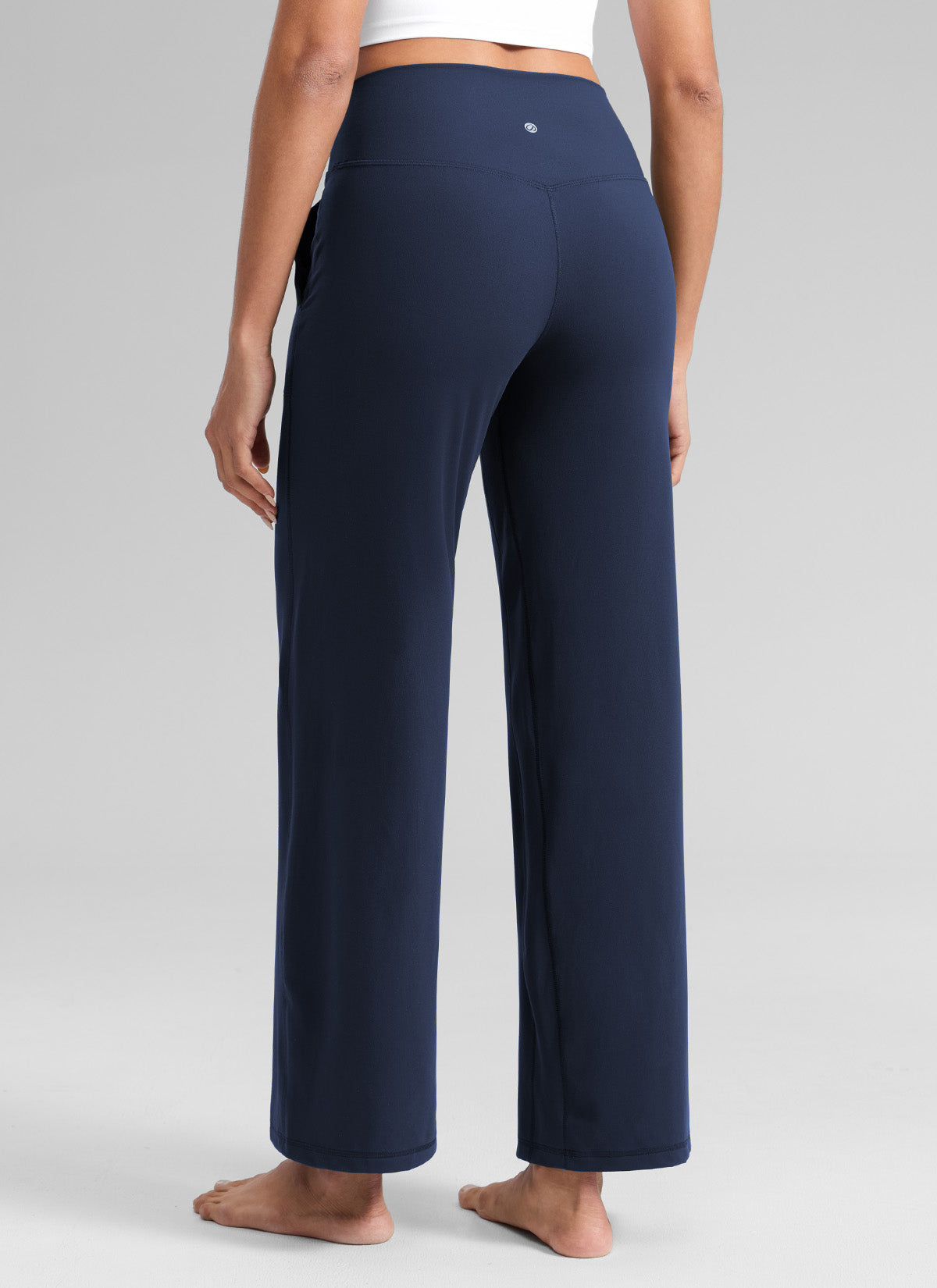 CRZ YOGA Damen Butterlift Weites Bein Hose mit Taschen - 74cm Club Blau
