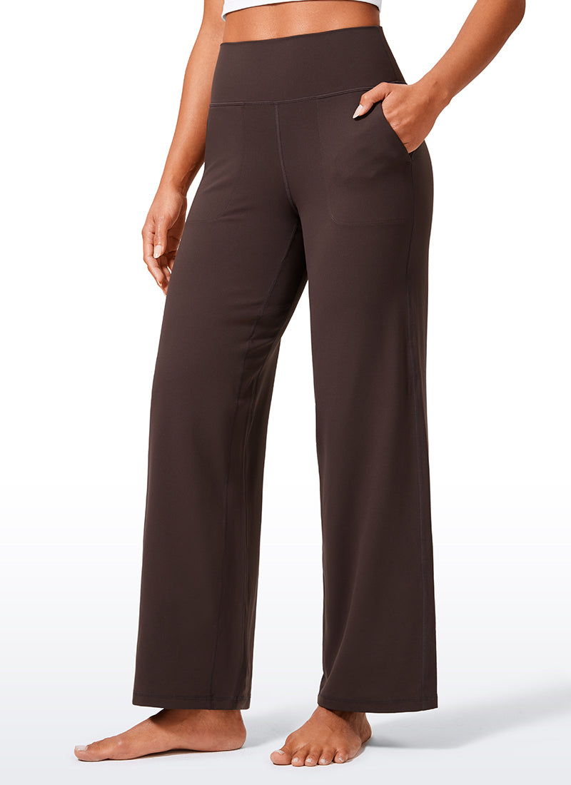 CRZ YOGA Damen Butterlift Weites Bein Hose mit Taschen - 74cm Heißes Fudge-Brown