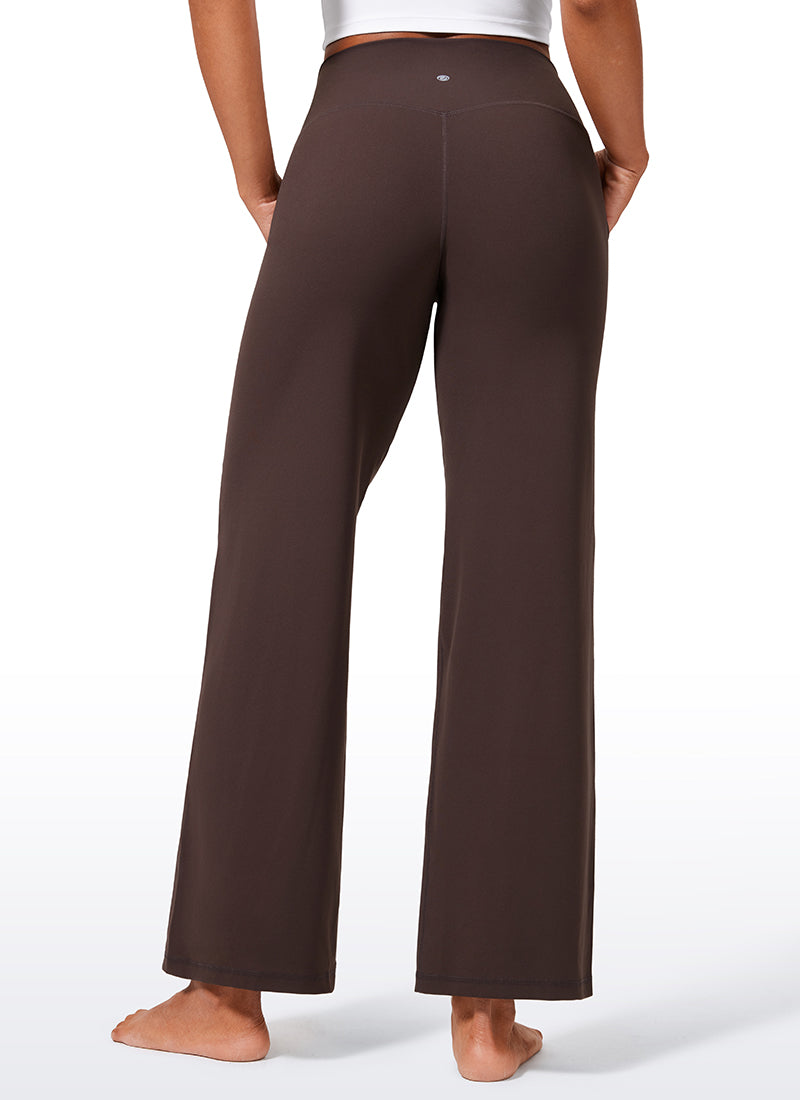 CRZ YOGA Damen Butterlift Weites Bein Hose mit Taschen - 74cm Heißes Fudge-Brown