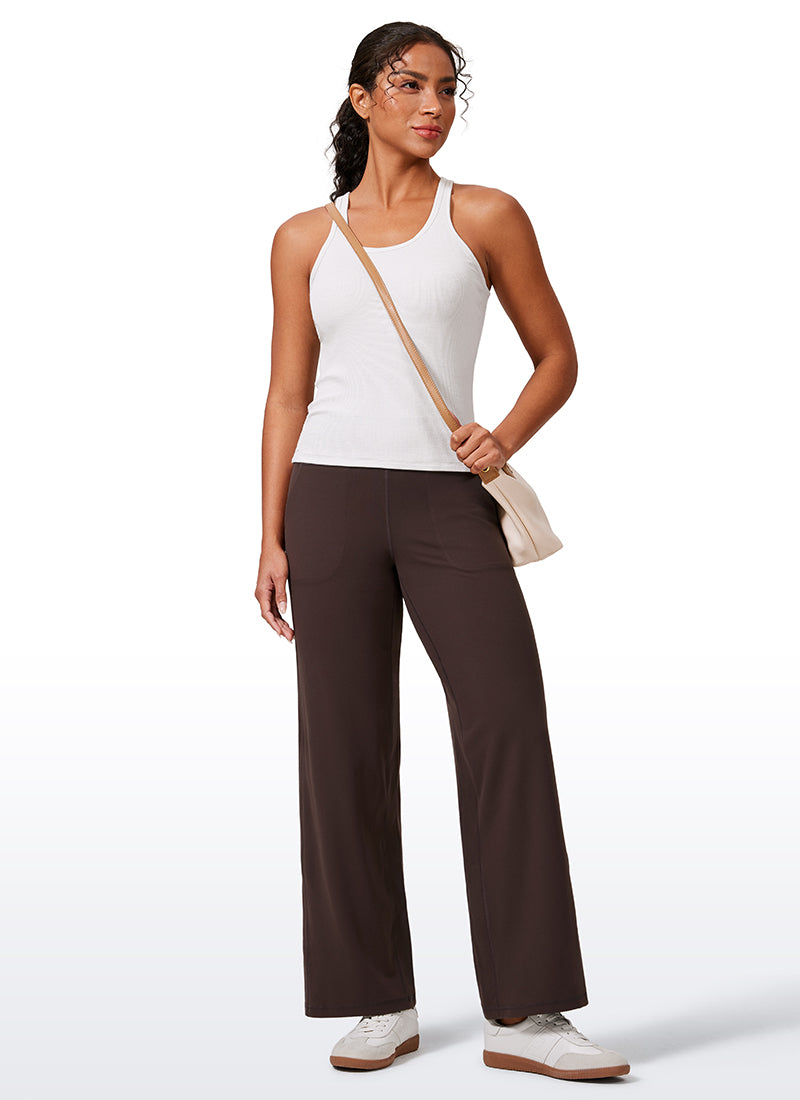 CRZ YOGA Damen Butterlift Weites Bein Hose mit Taschen - 74cm Heißes Fudge-Brown
