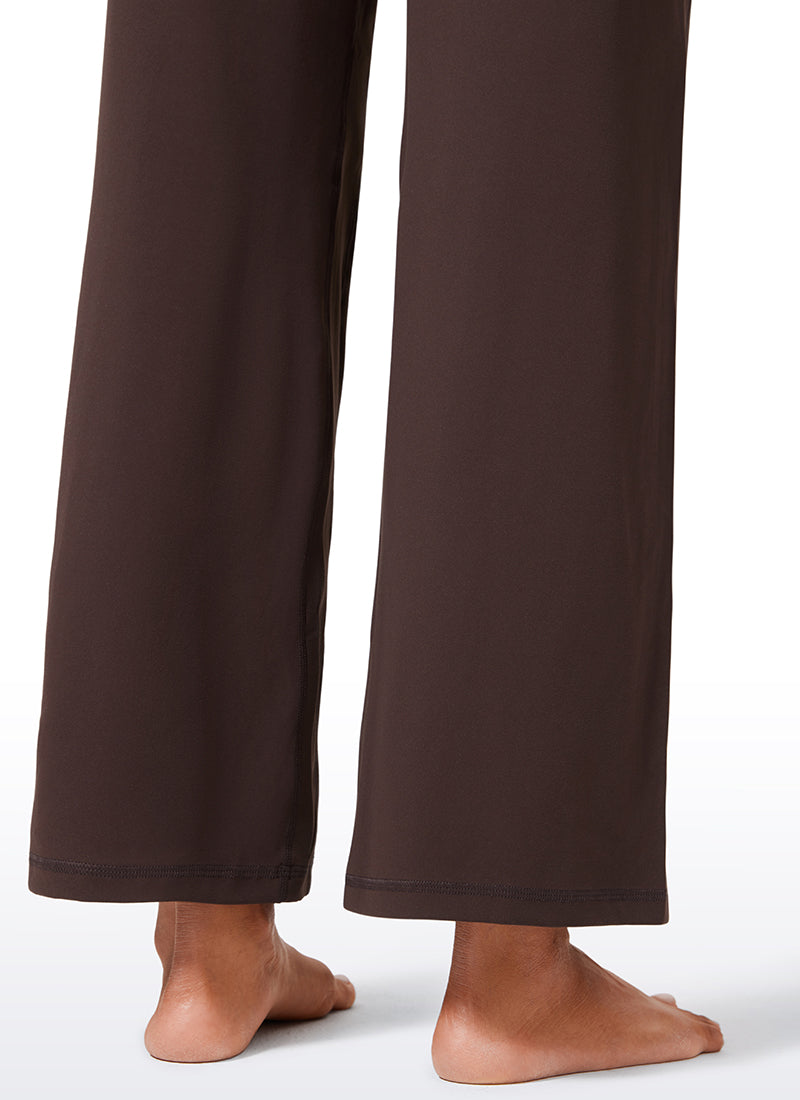 CRZ YOGA Damen Butterlift Weites Bein Hose mit Taschen - 74cm Heißes Fudge-Brown