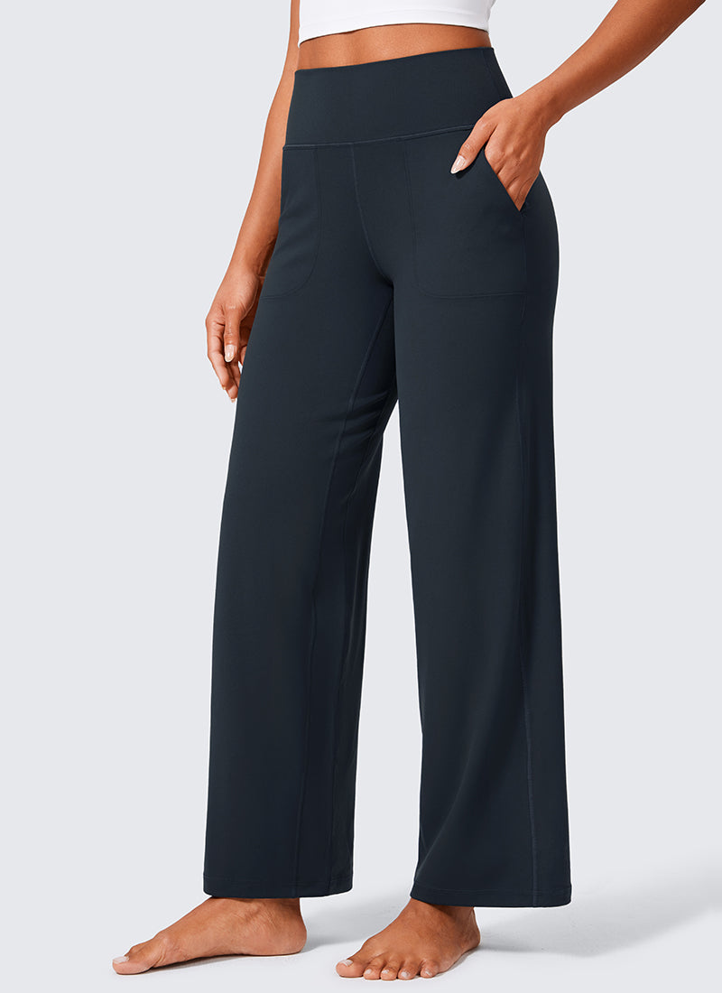 CRZ YOGA Damen Butterlift Weites Bein Hose mit Taschen - 74cm Echte Marine