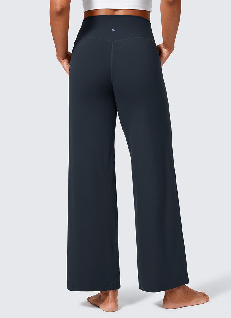 CRZ YOGA Damen Butterlift Weites Bein Hose mit Taschen - 74cm Echte Marine
