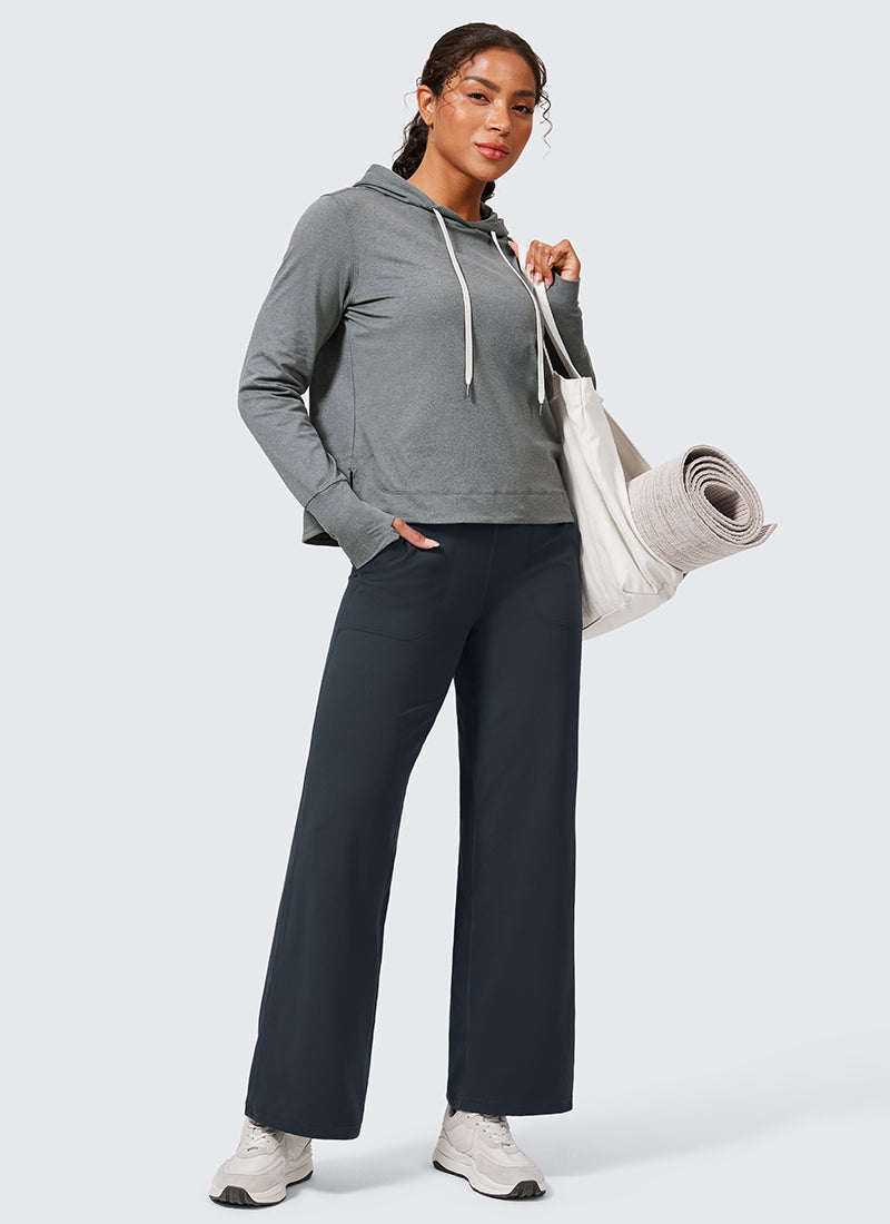 CRZ YOGA Damen Butterlift Weites Bein Hose mit Taschen - 74cm Echte Marine