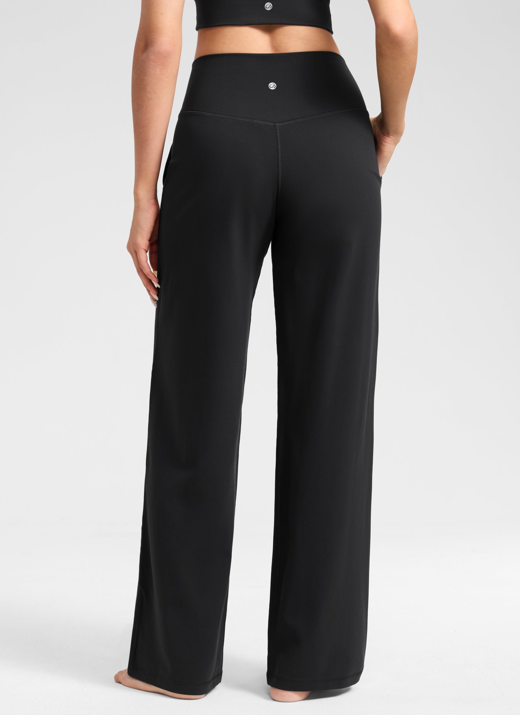 CRZ YOGA Damen Butterlift Weites Bein Hose mit Taschen - 79cm Schwarz