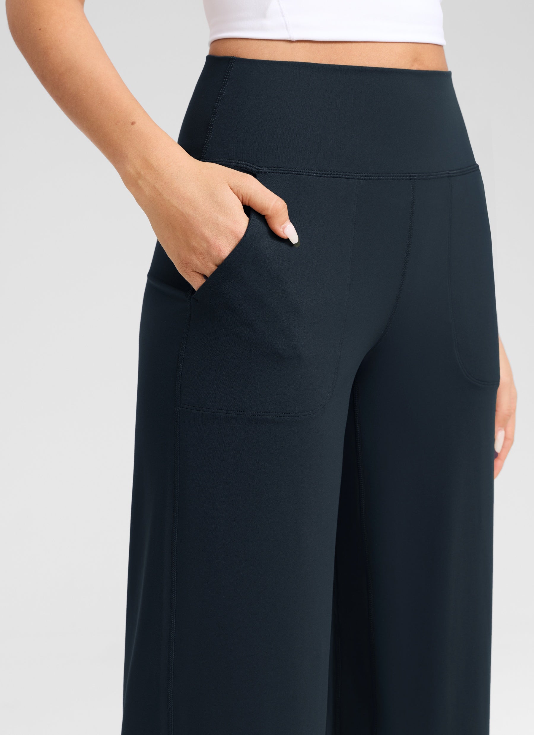 CRZ YOGA Damen Butterlift Weites Bein Hose mit Taschen - 79cm Echte Marine