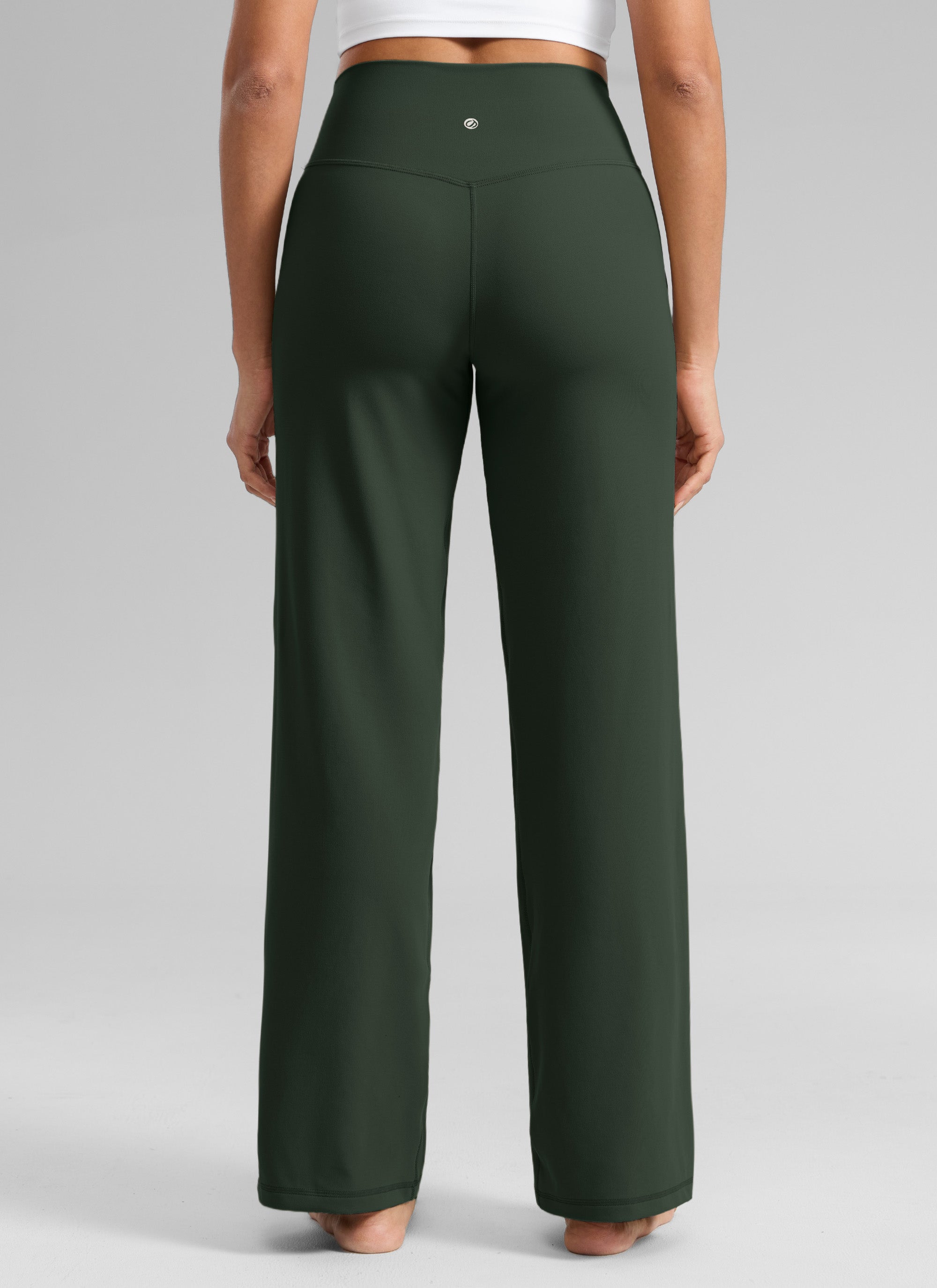 CRZ YOGA Damen Butterlift Weites Bein Hose mit Taschen - 79cm Legende Grün
